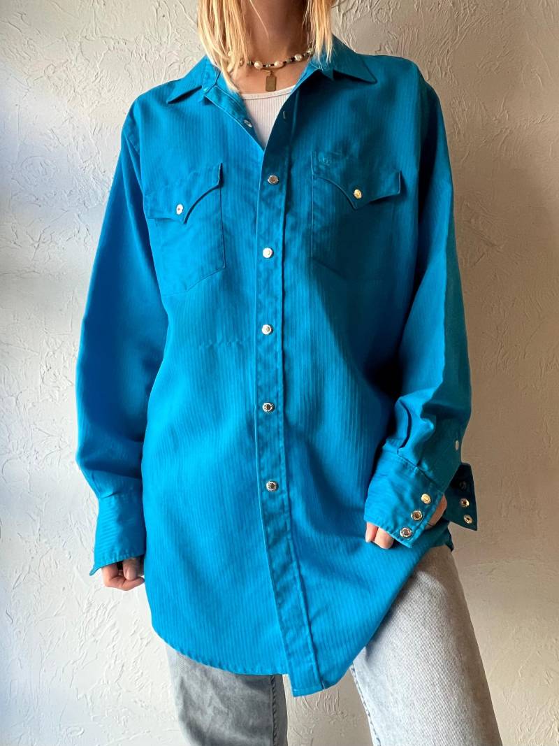 80S "Mwg' Westernhemd in Blau/Large von TheWildHoneyShop