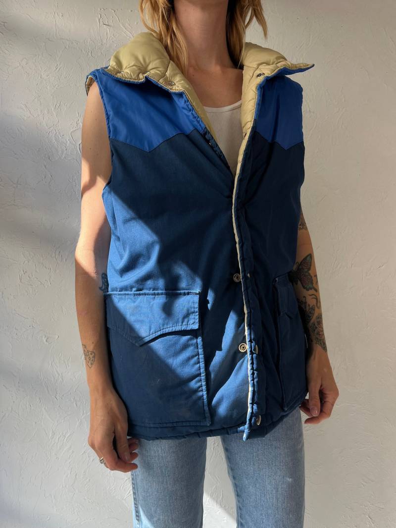 80S "Sunbuster' Navy Blaue Kugelweste Large von TheWildHoneyShop
