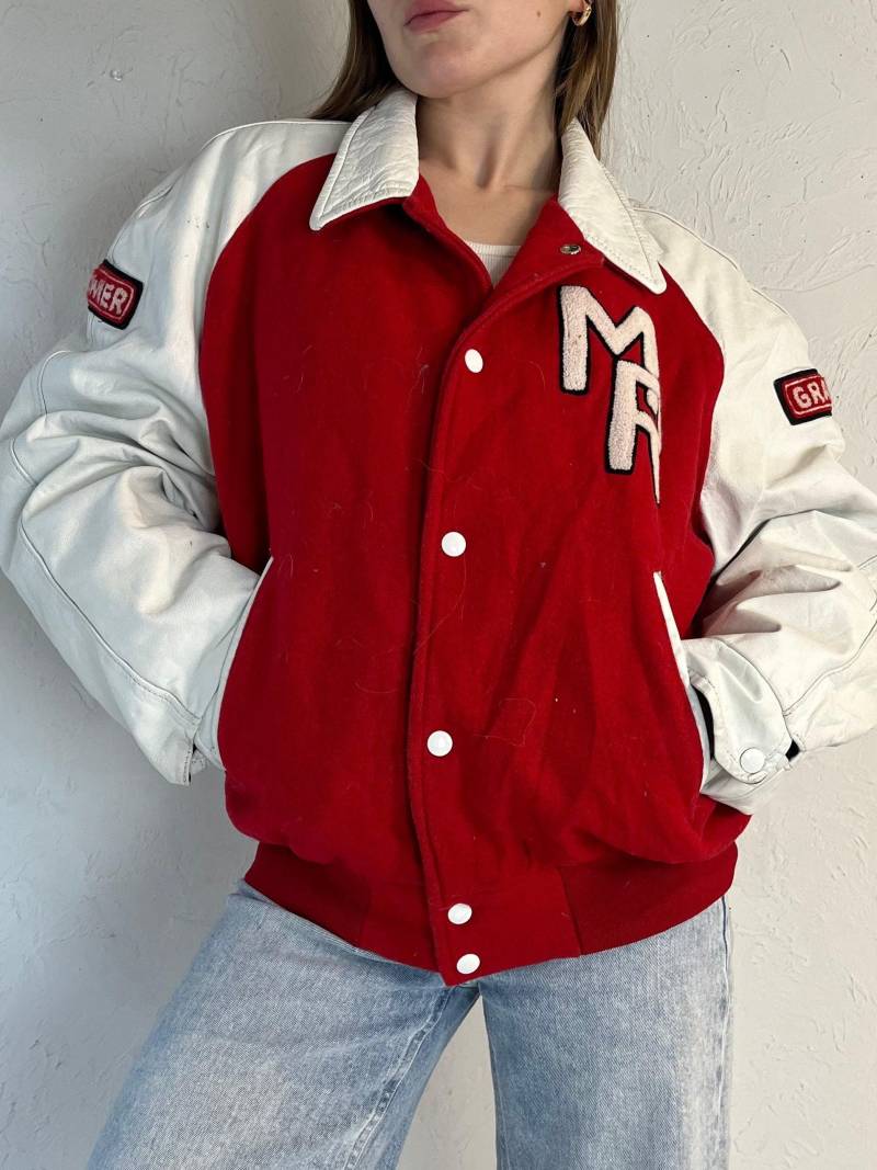 80S "Team Sales' Rote Varsity Bomber Jacke/Small von TheWildHoneyShop
