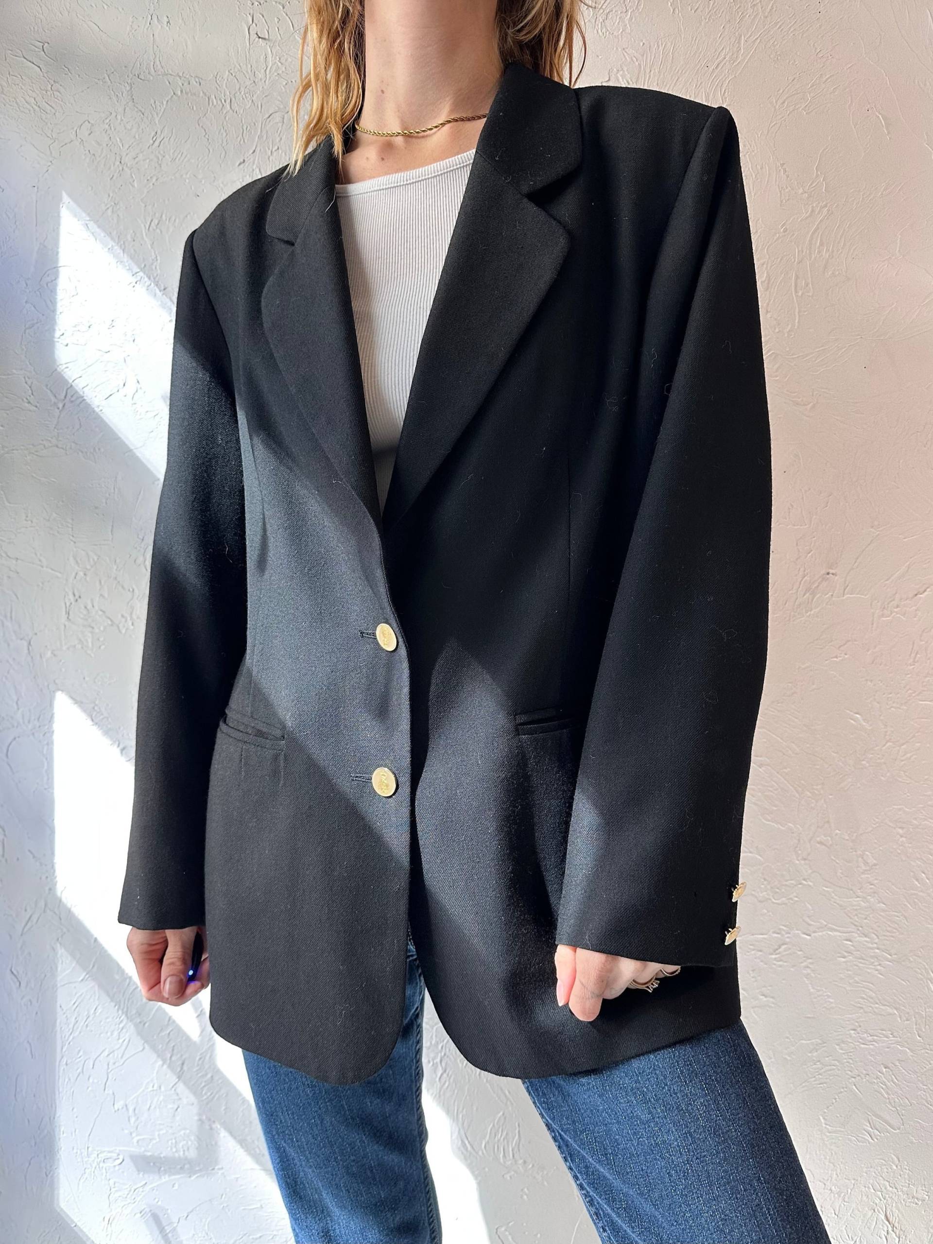 90Er Jahre "Al Jean' Schwarzer Wollblazer/Medium von TheWildHoneyShop