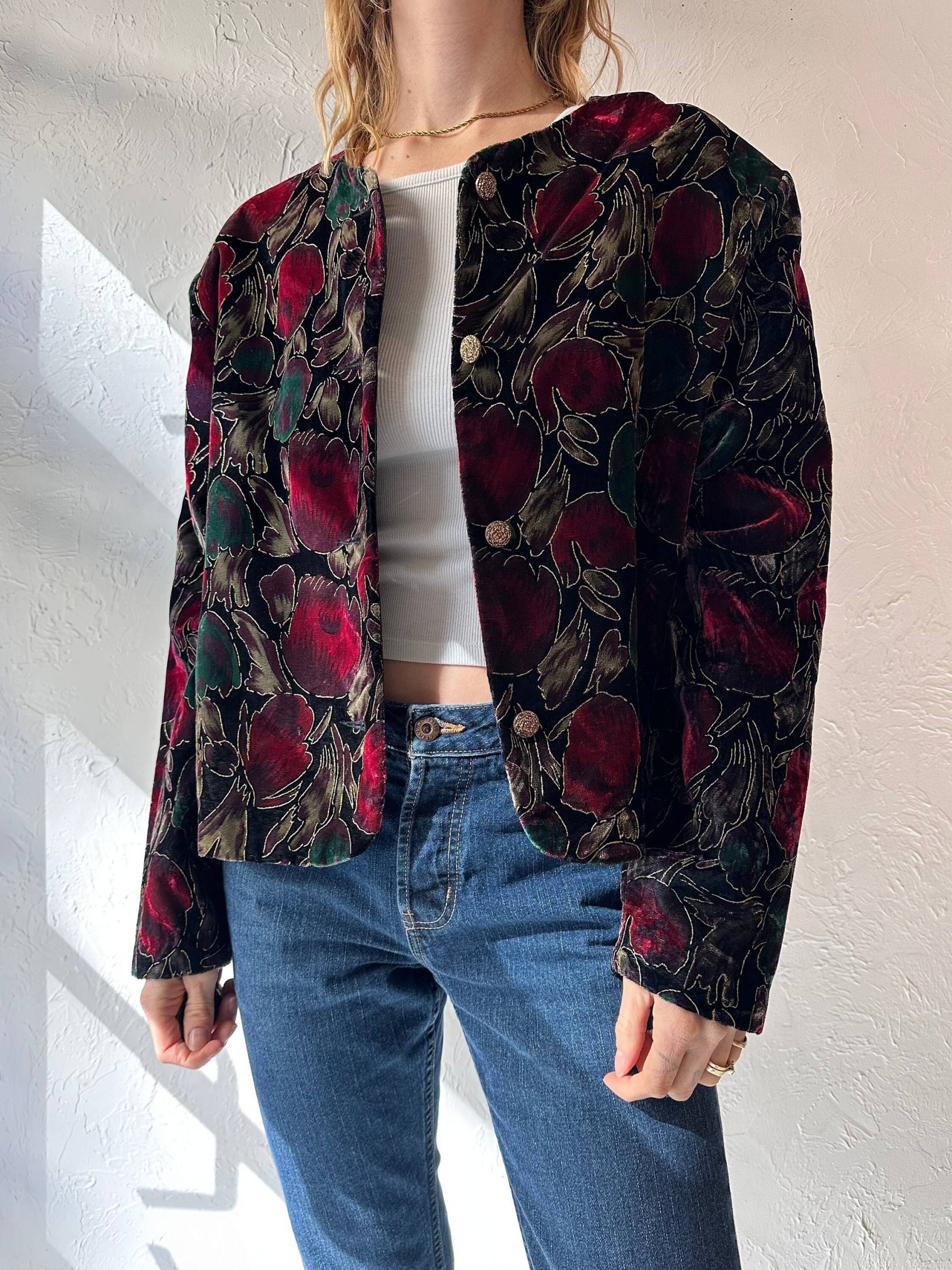 90Er Jahre "Alia' Samtjacke Blumenmuster/Large von TheWildHoneyShop