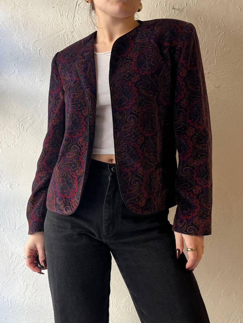 90Er Jahre "Bryn Connelly' Paisley Samtjacket/Small - Medium von TheWildHoneyShop