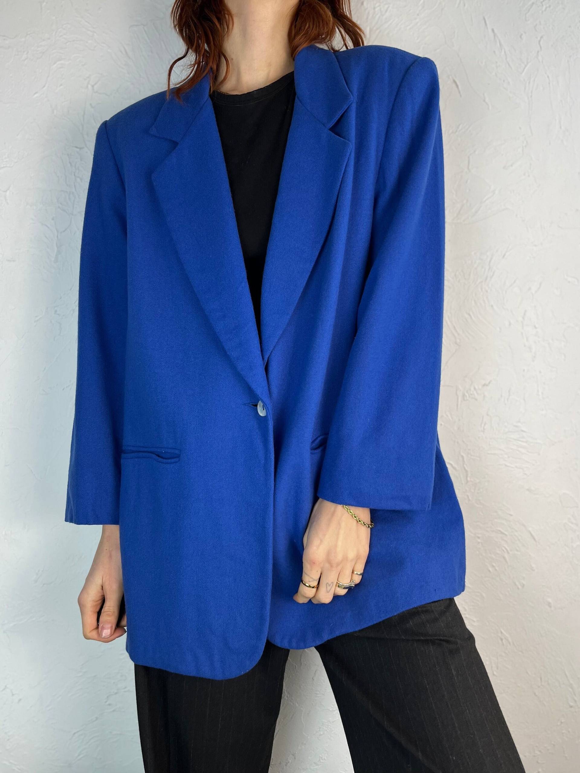 90S "Cathy Daniels' Blaue Wollblazer Jacke/Large von TheWildHoneyShop