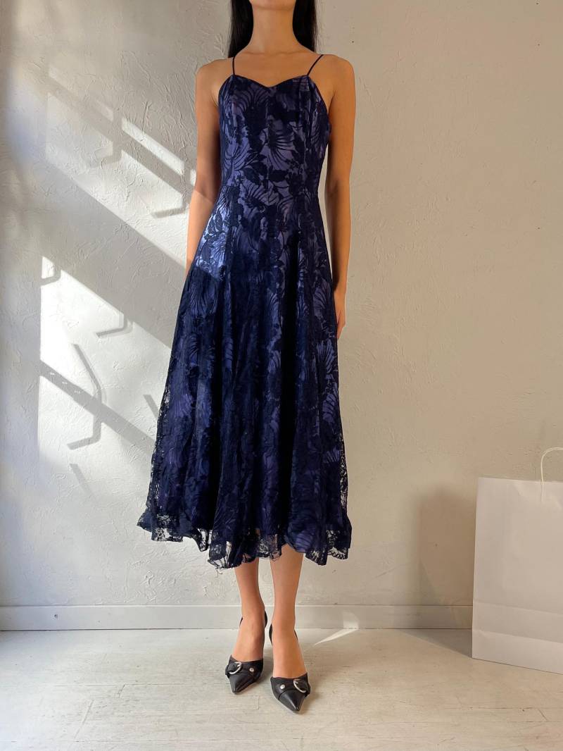 90Er Jahre Handmade Schwarz Lila Spitze Abendkleid/Small von TheWildHoneyShop