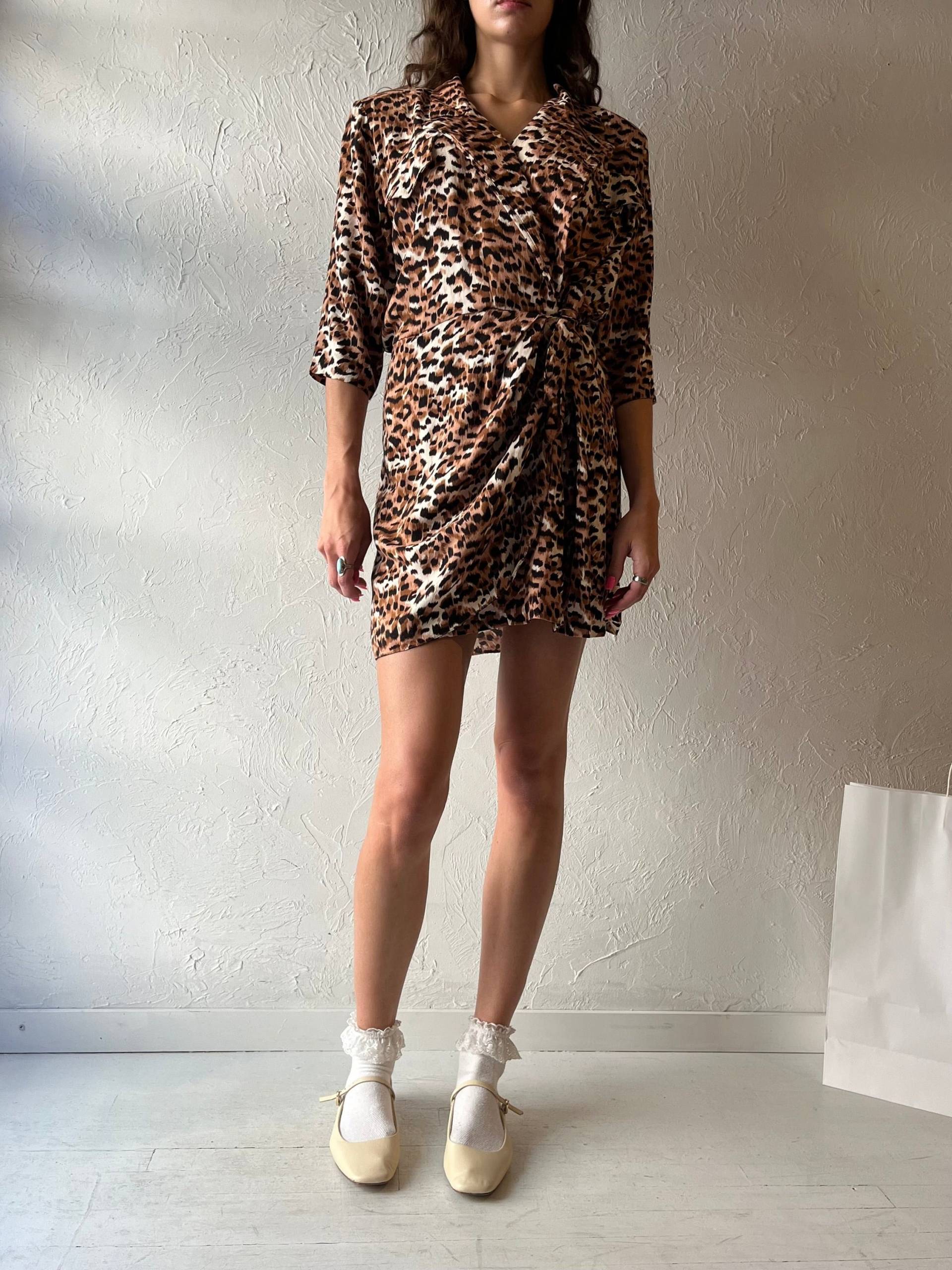 90Er Jahre "Jessica' Geparden Print Wickelkleid/Medium - Large von TheWildHoneyShop