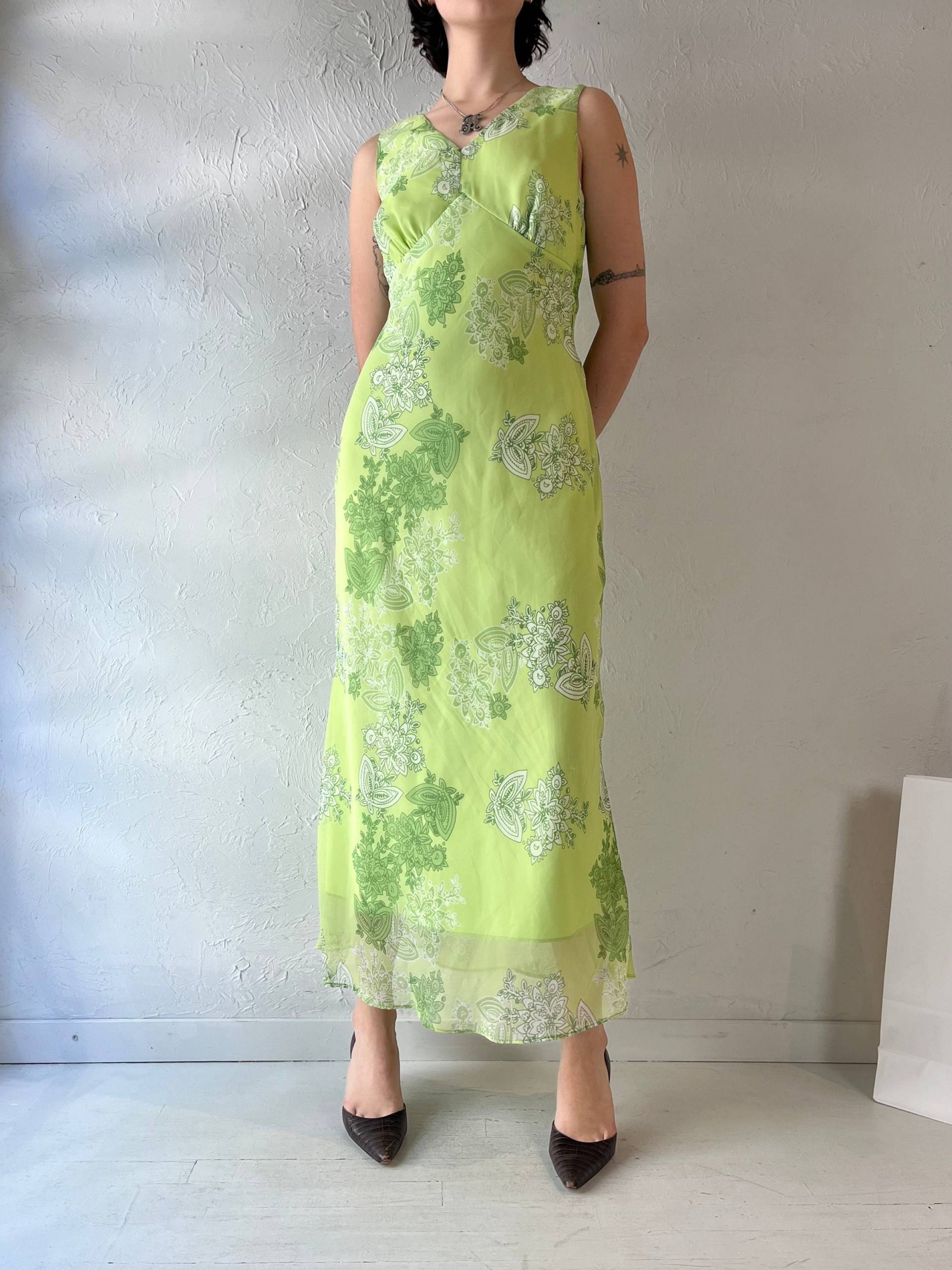 90Er Jahre "Jessica' Lime Grün Mesh Maxi Kleid/Medium von TheWildHoneyShop
