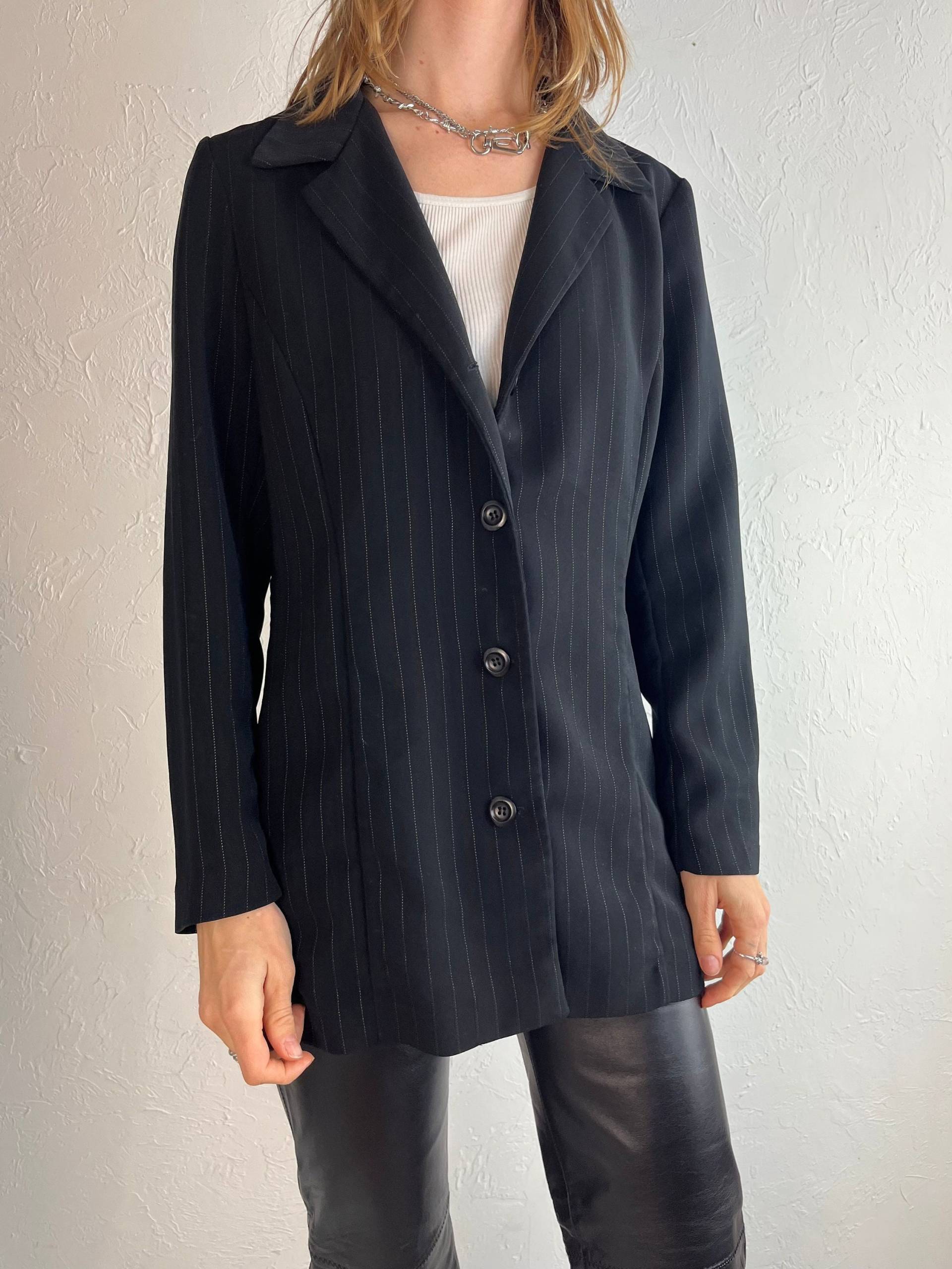 90Er Jahre "Jessica' Schwarze Nadelstreifen Blazer Jacke/Medium von TheWildHoneyShop