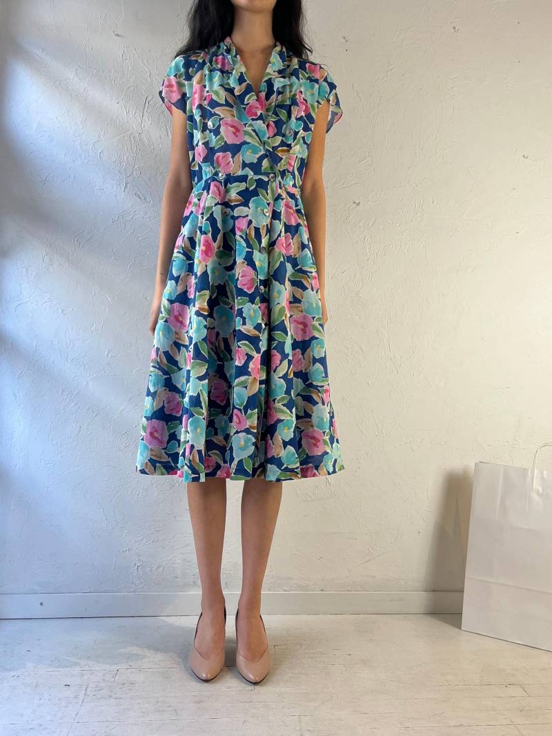 90Er Jahre "Lead' Floral Print Midi Kleid/Medium von TheWildHoneyShop