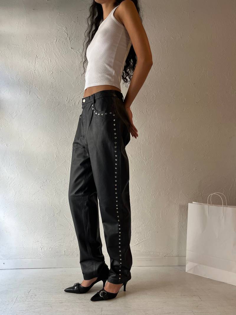 90Er Jahre "Newport News' Schwarze Leder Hose/Medium von TheWildHoneyShop