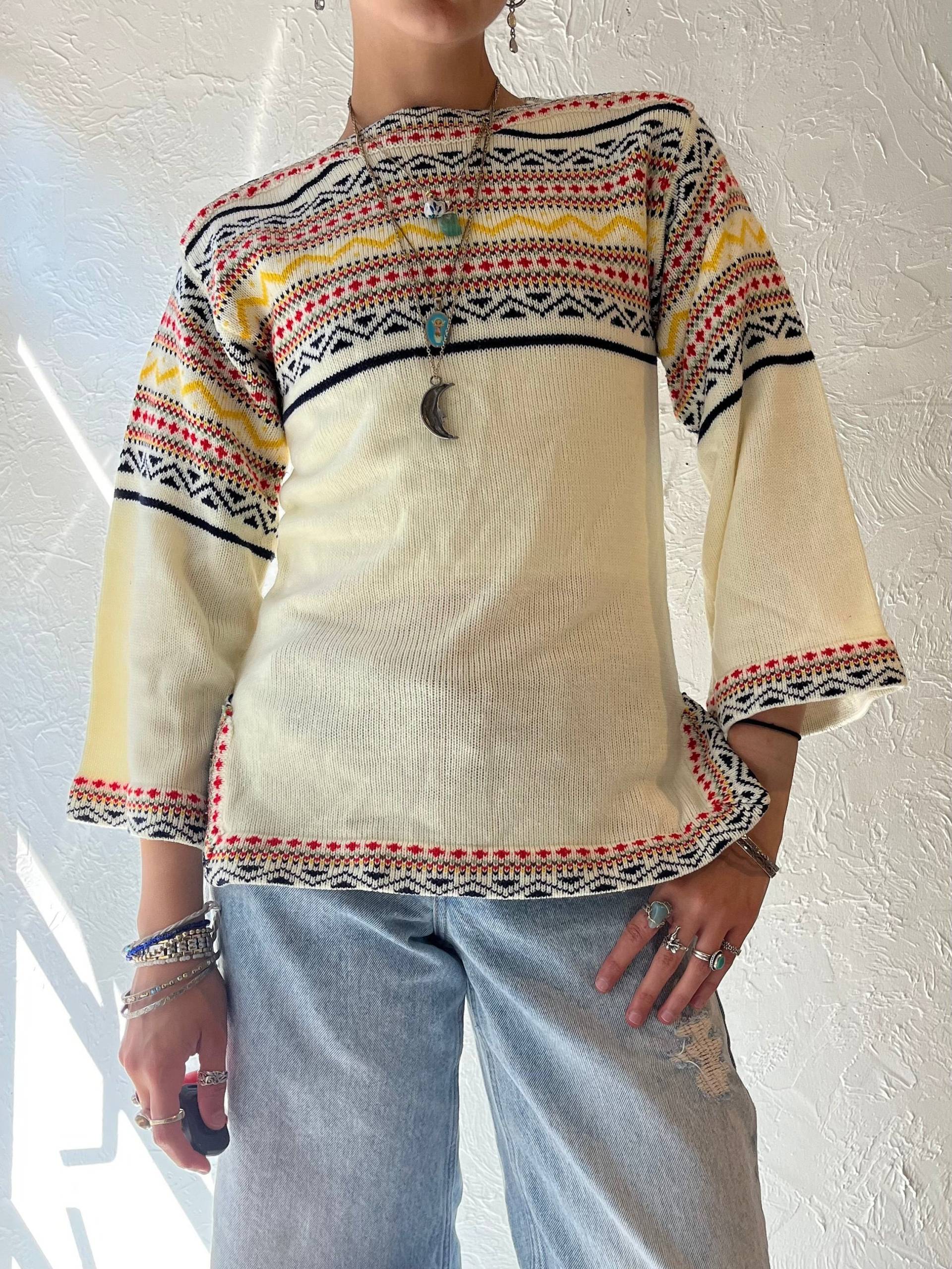 90Er Jahre "Niki' Acryl Strickpullover Mit Trompetenärmeln/S von TheWildHoneyShop