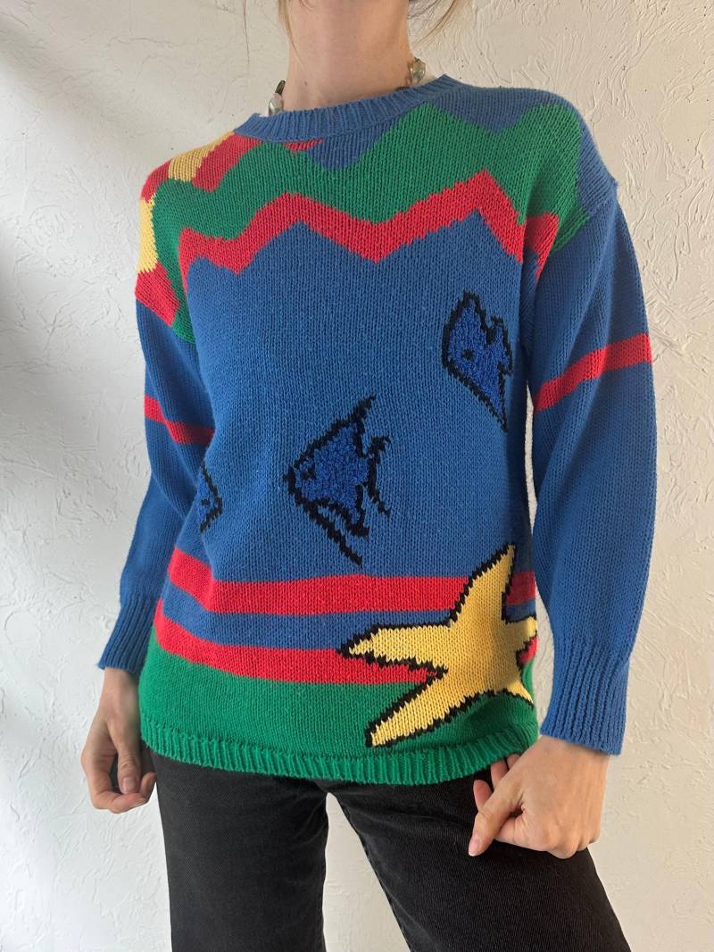 90Er Jahre "Woodward' Knit Fish Sweater/Medium von TheWildHoneyShop