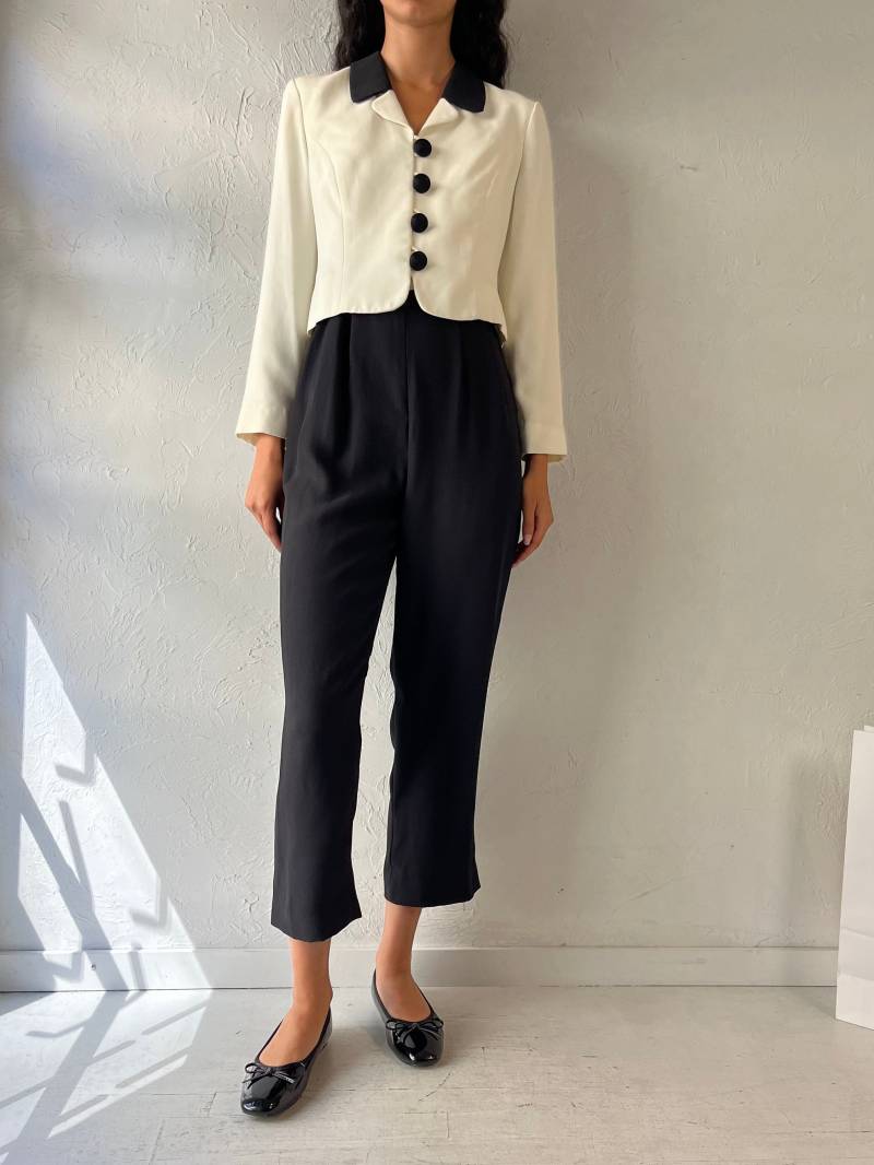 90Er "Liz Claiborner' Schwarz-Weiss Jumpsuit/Small von TheWildHoneyShop