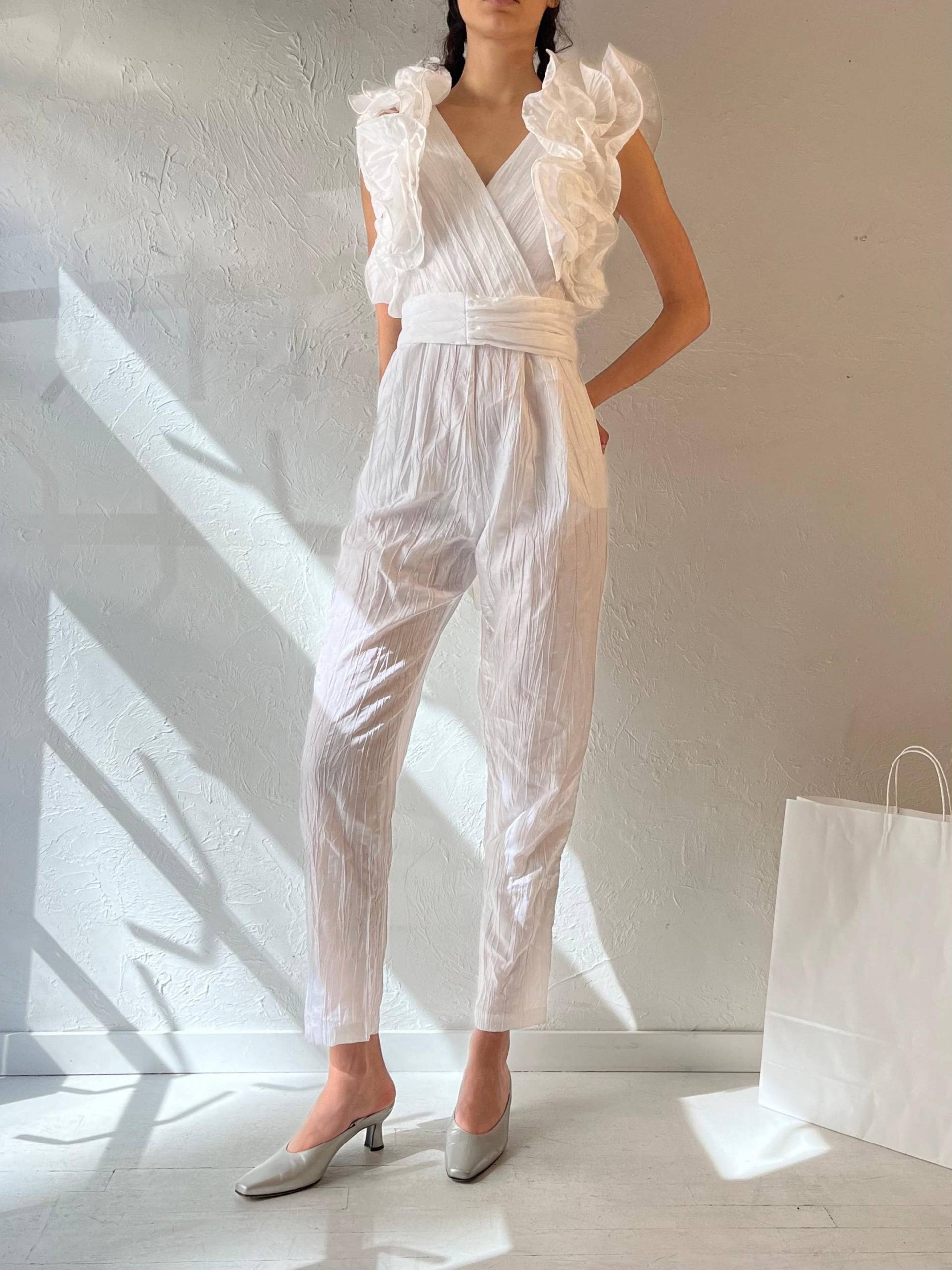 90Er "Lo Lo Collections' Weißer Jumpsuit/Small von TheWildHoneyShop