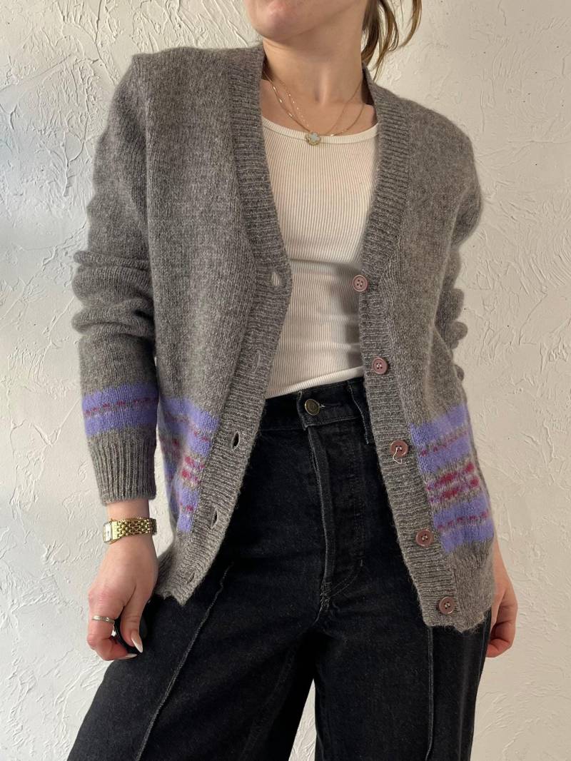 90Er "Maggie' Graue Wolle Strickjacke/Medium von TheWildHoneyShop