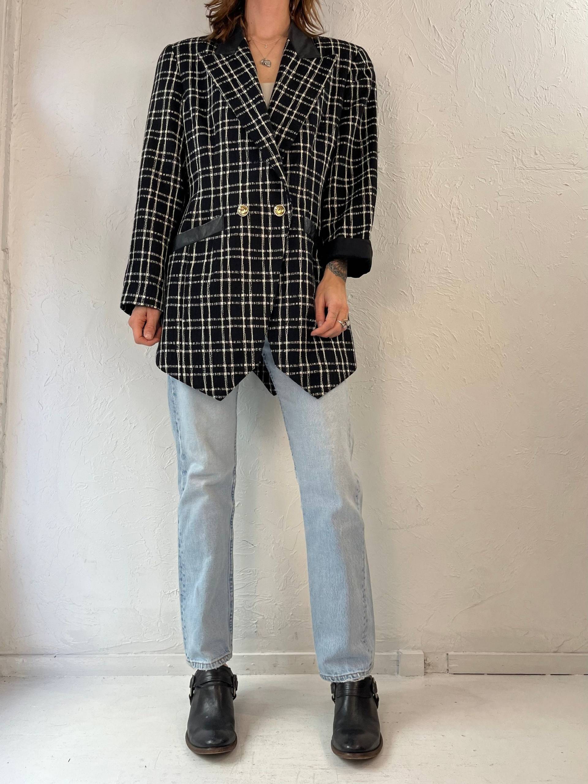 90Er "Simon Chang" Wolle Oversized Karo Blazer/Large von TheWildHoneyShop