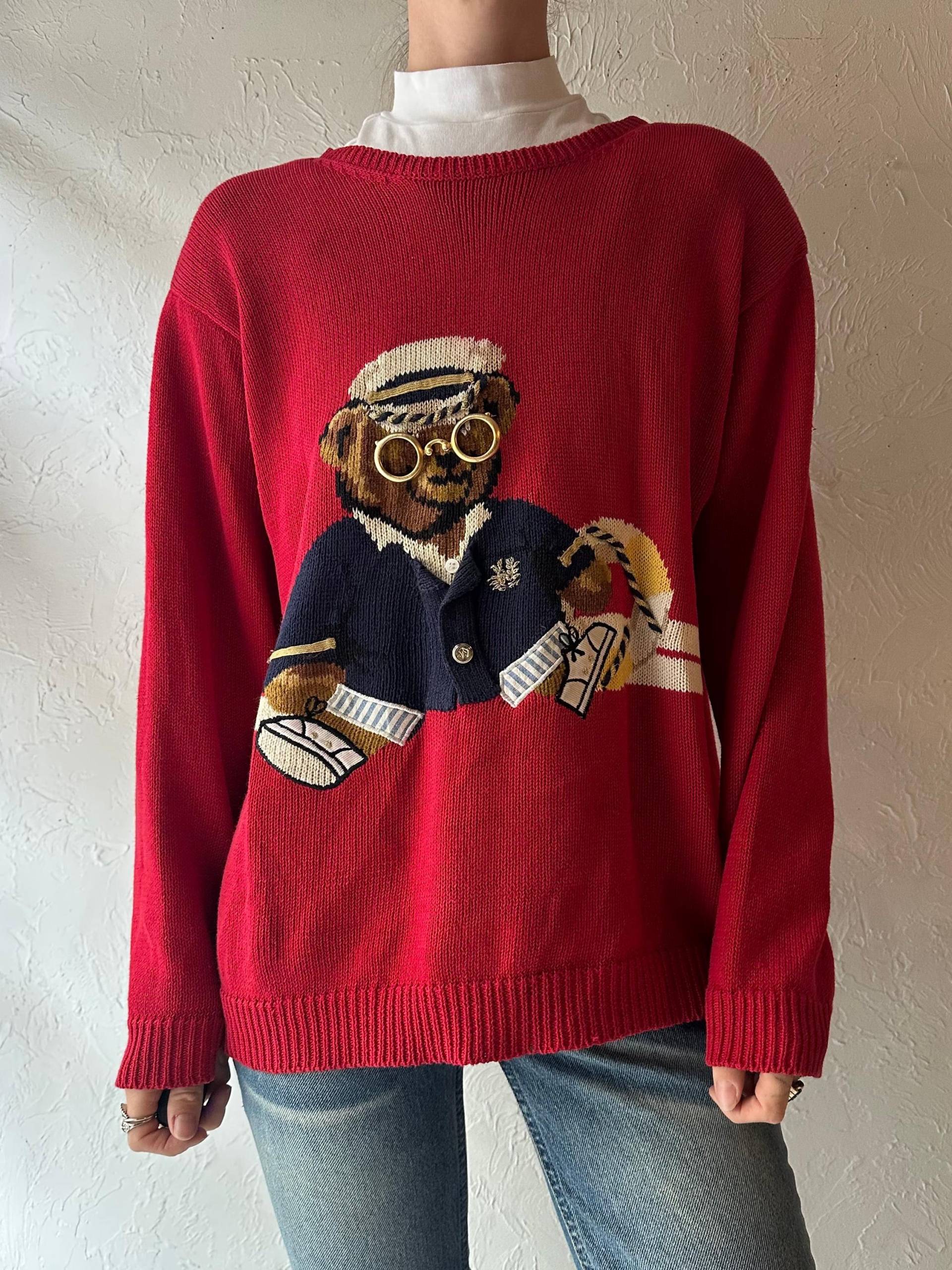 90Er "Susan Bristol' Roter Teddybär Strickpullover/Medium von TheWildHoneyShop