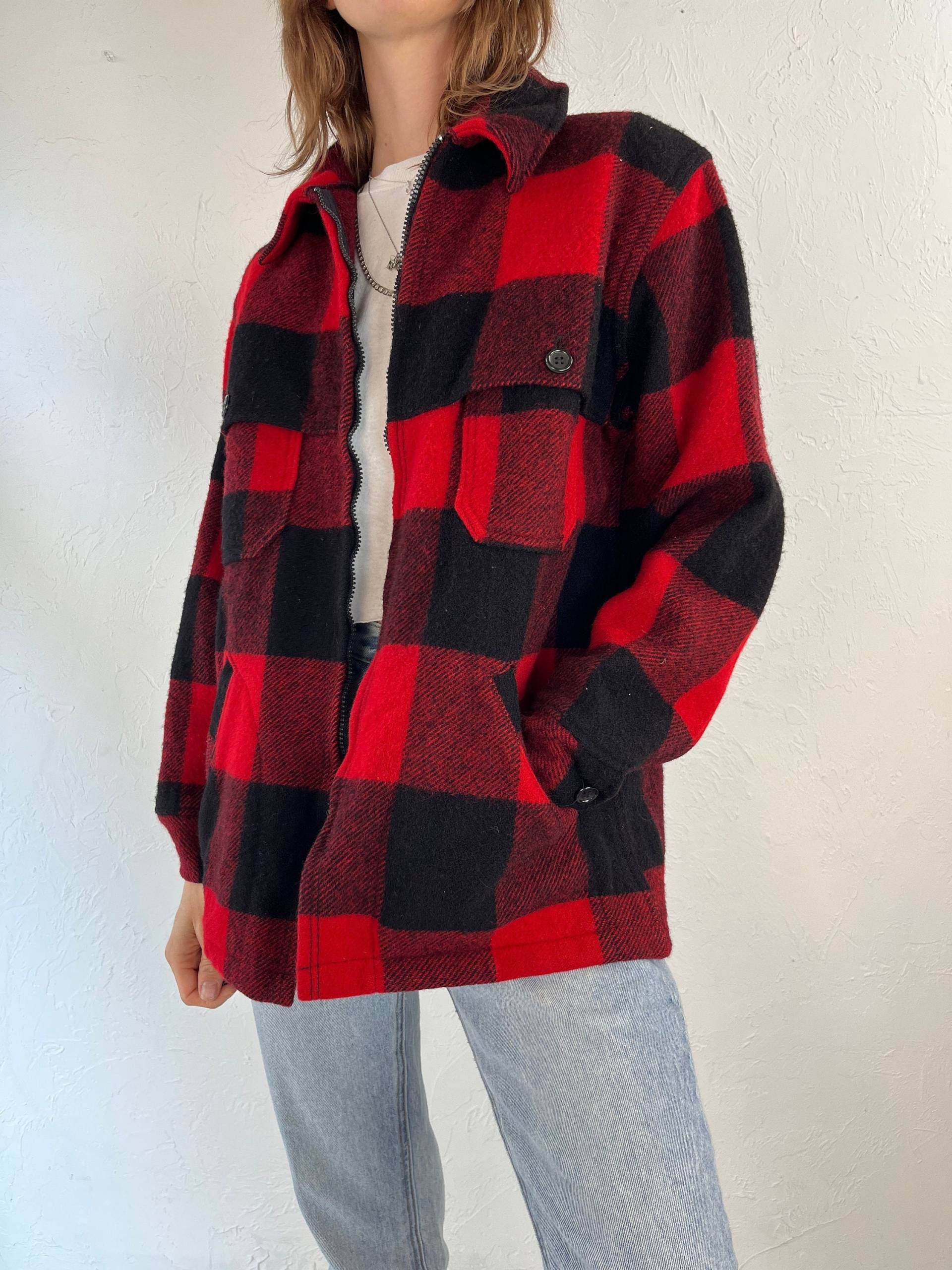 90Er "Woolrich' Rot Karierte Wolle Nylon Jacke/Small - Medium von TheWildHoneyShop