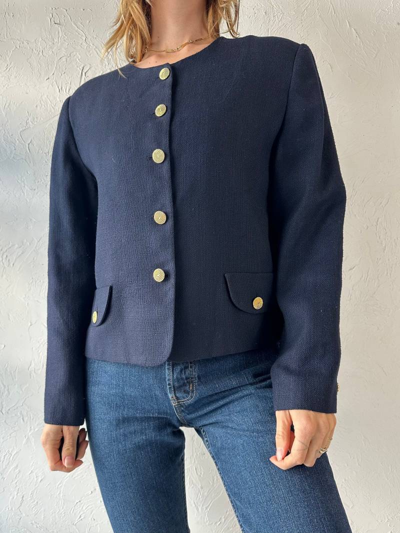 90S "Appleseeds' Navy Blau Strick Viskose Jacke/Large von TheWildHoneyShop