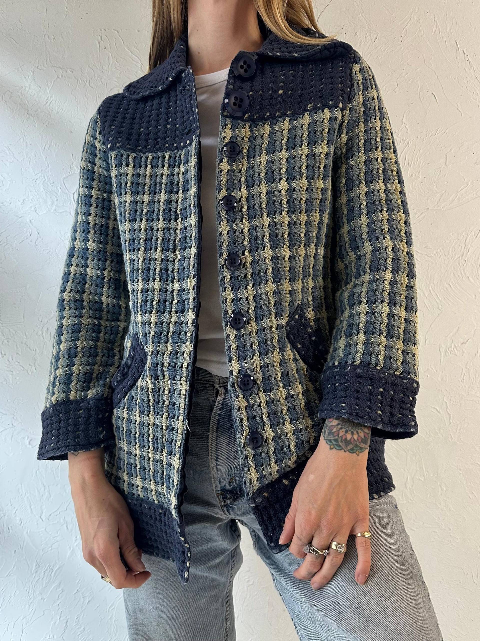 90S "April Cornell' Blaue Strickjacke Xs von TheWildHoneyShop
