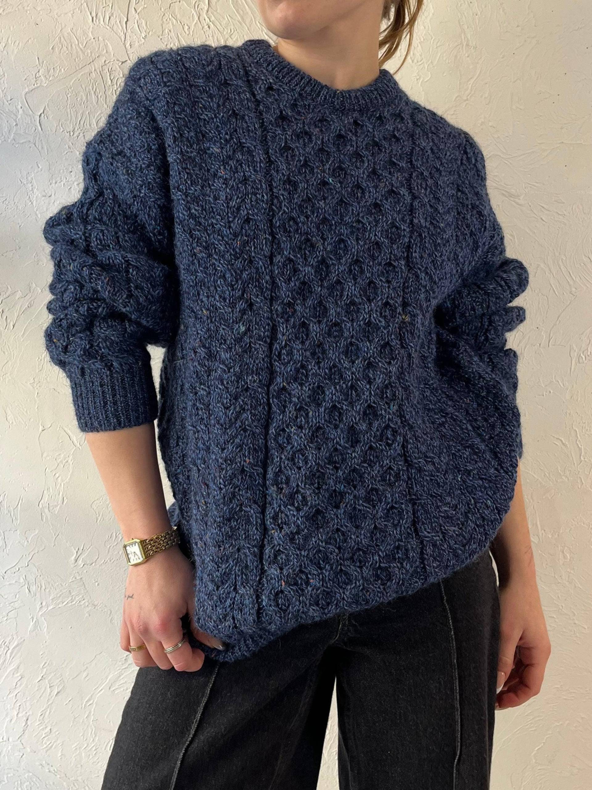 90S Avoca Blauer Pullover Mit Zopfmuster von TheWildHoneyShop