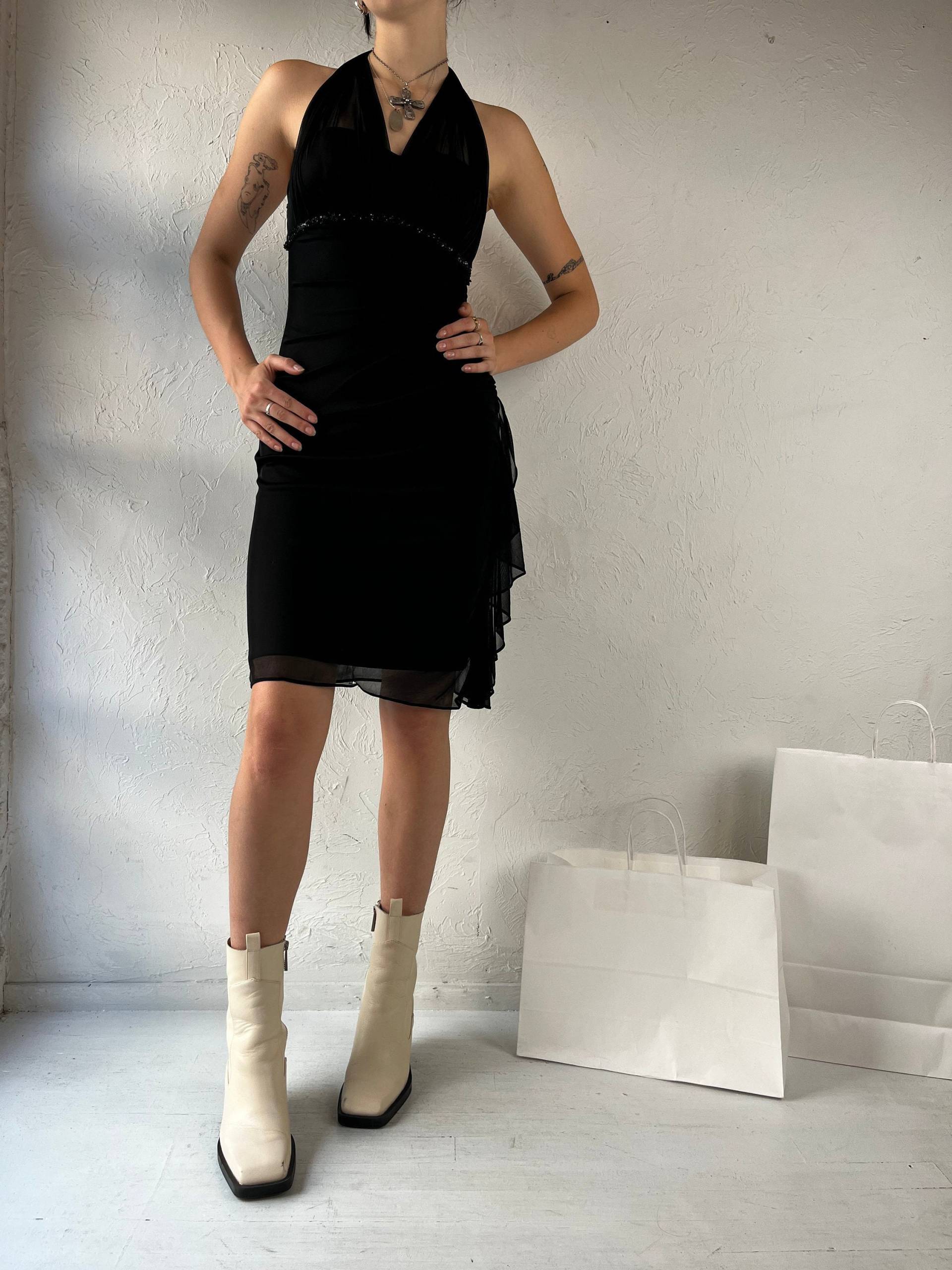 90S "Blondie Nites' Kurzes Schwarzes Halfter Abendkleid/Small von TheWildHoneyShop