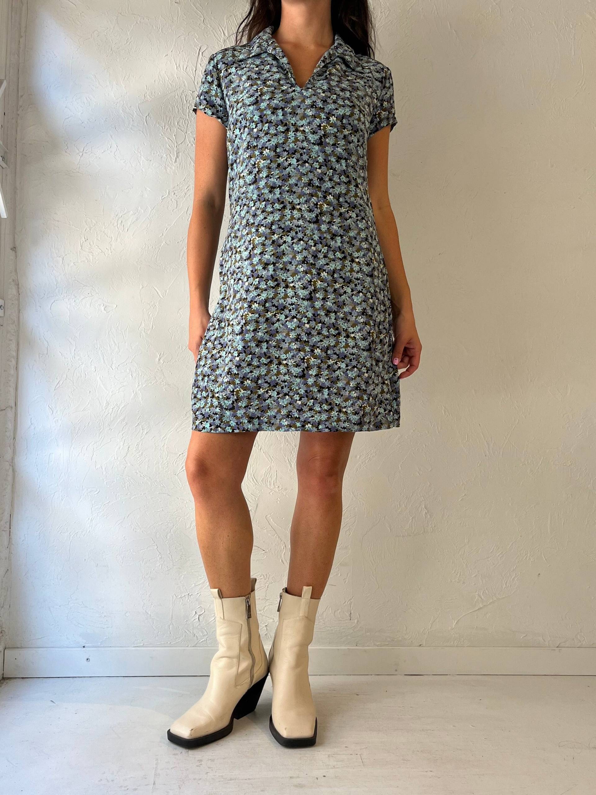 90S "California Girl' Blaues Blumen Print Mini Kleid/Medium von TheWildHoneyShop