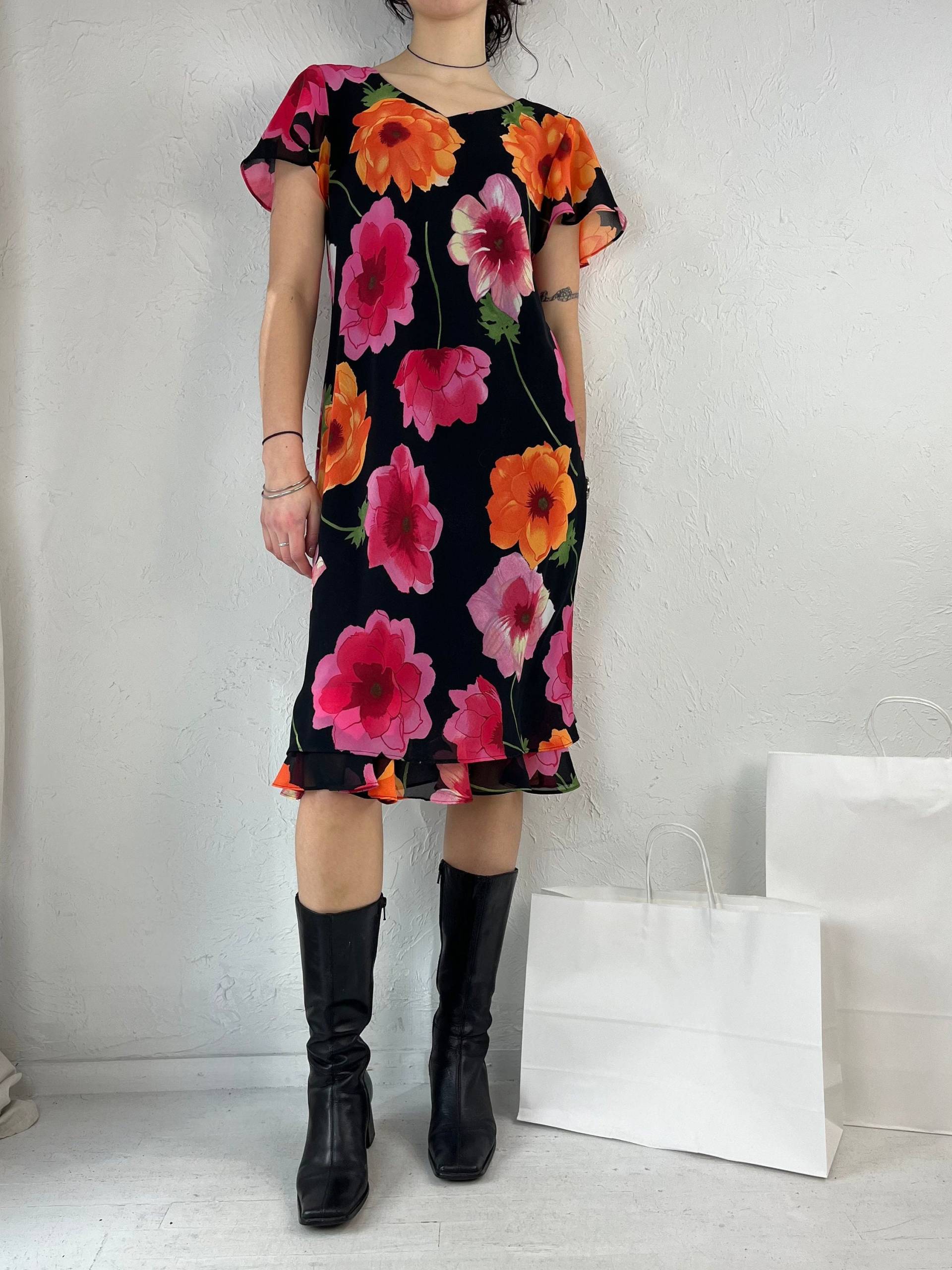 90S "Dorby' Blumen Print Midi Kleid/Medium von TheWildHoneyShop