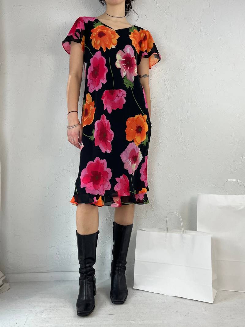 90Er Jahre "Dorby' Floral Print Midi Kleid/Medium von TheWildHoneyShop
