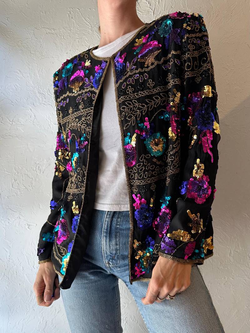 90S "Drapers & Damons' Seidenjacke Mit Perlenstickerei/Medium von TheWildHoneyShop