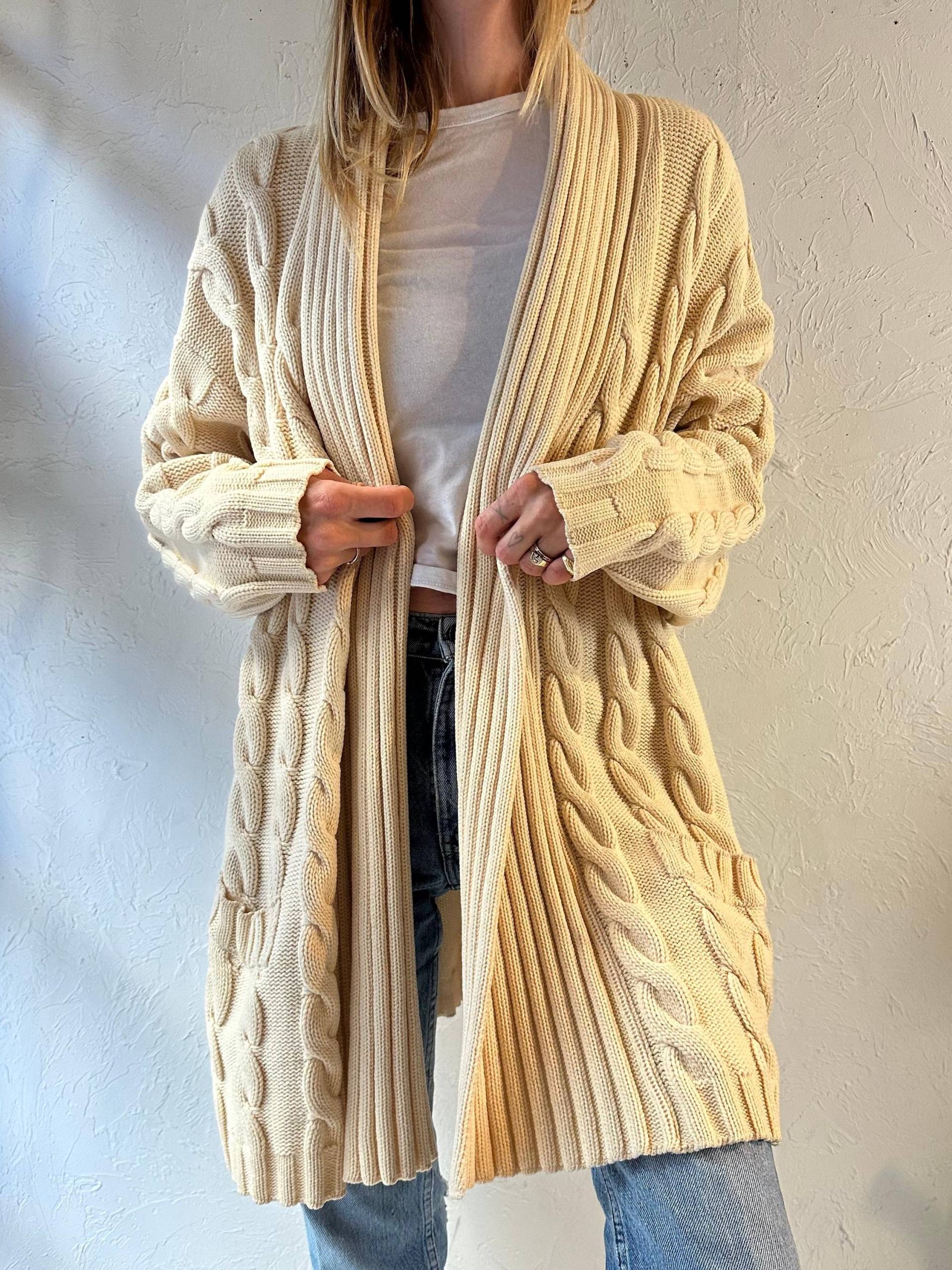 90S "Escada' Cremefarbener Pullover Mit Zopfmuster von TheWildHoneyShop