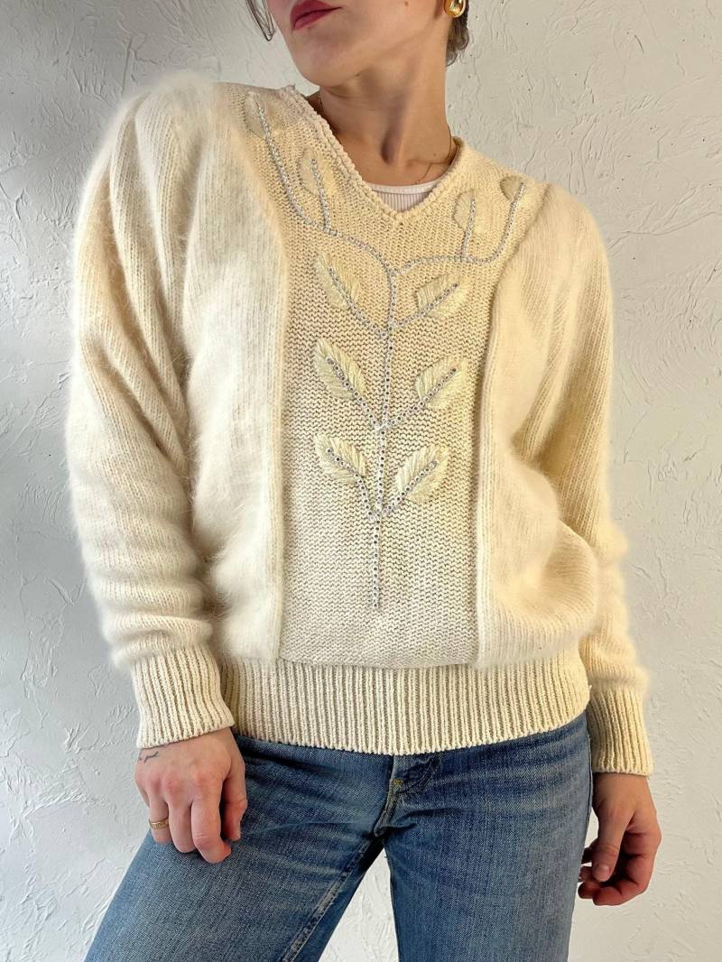 90S "Eugenia' Creme Strass Pullover/Medium von TheWildHoneyShop