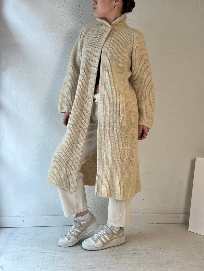 90S "Fsa Collection' Cremefarbene Wolle Strickjacke/Medium von TheWildHoneyShop