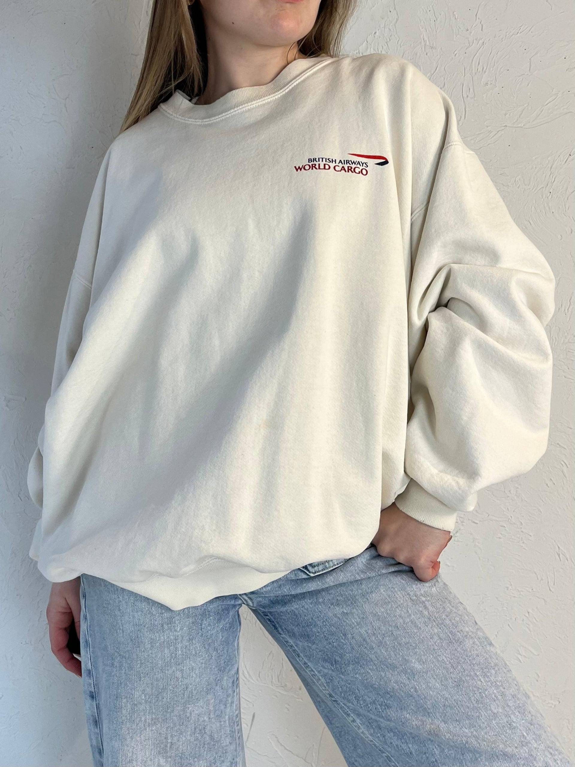 90S "Jerzees' Weißes British Airways Crew Neck Sweatshirt/Xl von TheWildHoneyShop