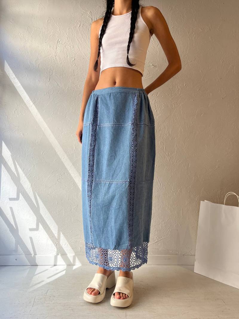 90S "Kroshetta' Denim Maxi Rock/Medium von TheWildHoneyShop