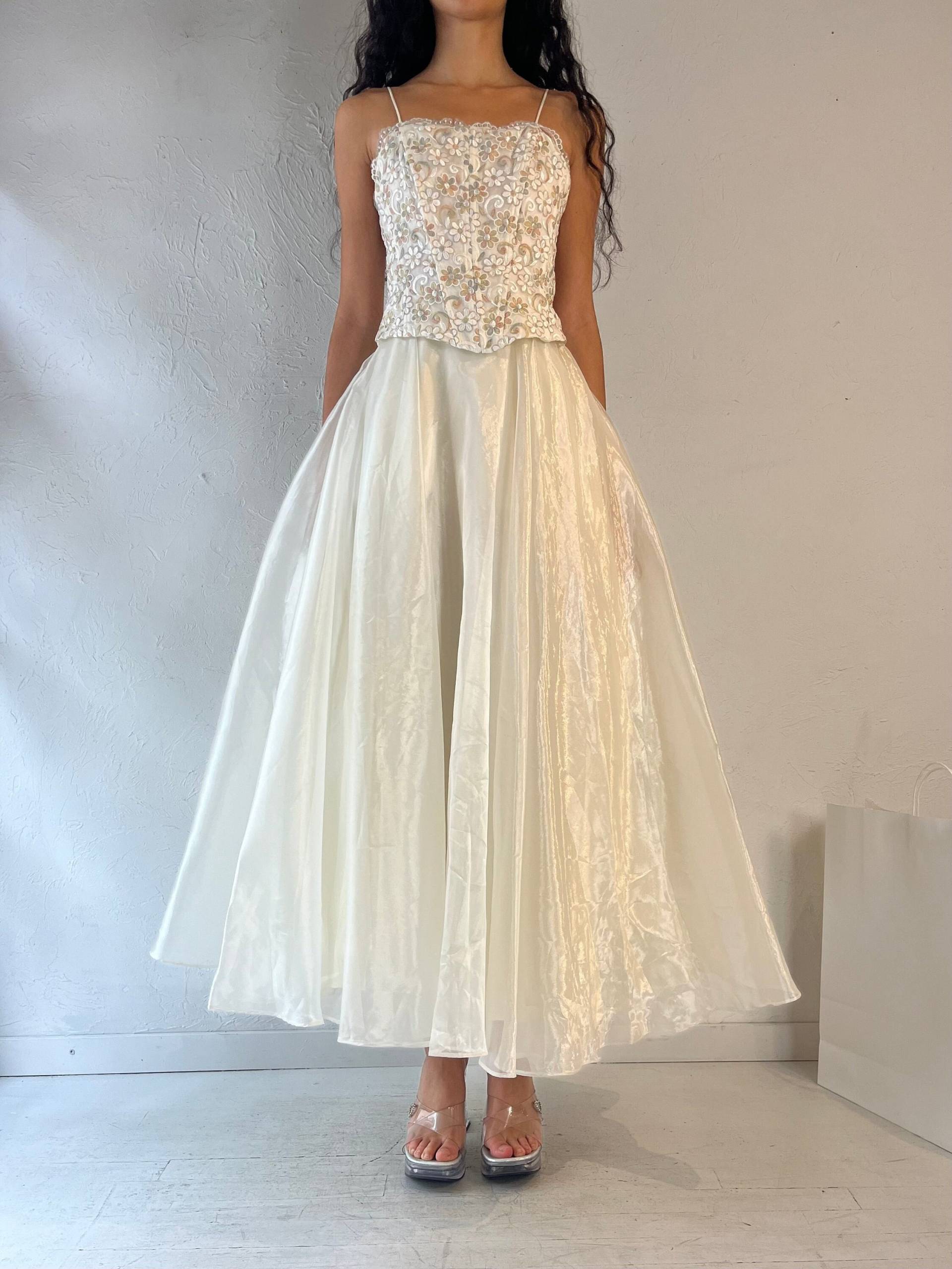 90S "Lets' White Floral Abendkleid/Small von TheWildHoneyShop