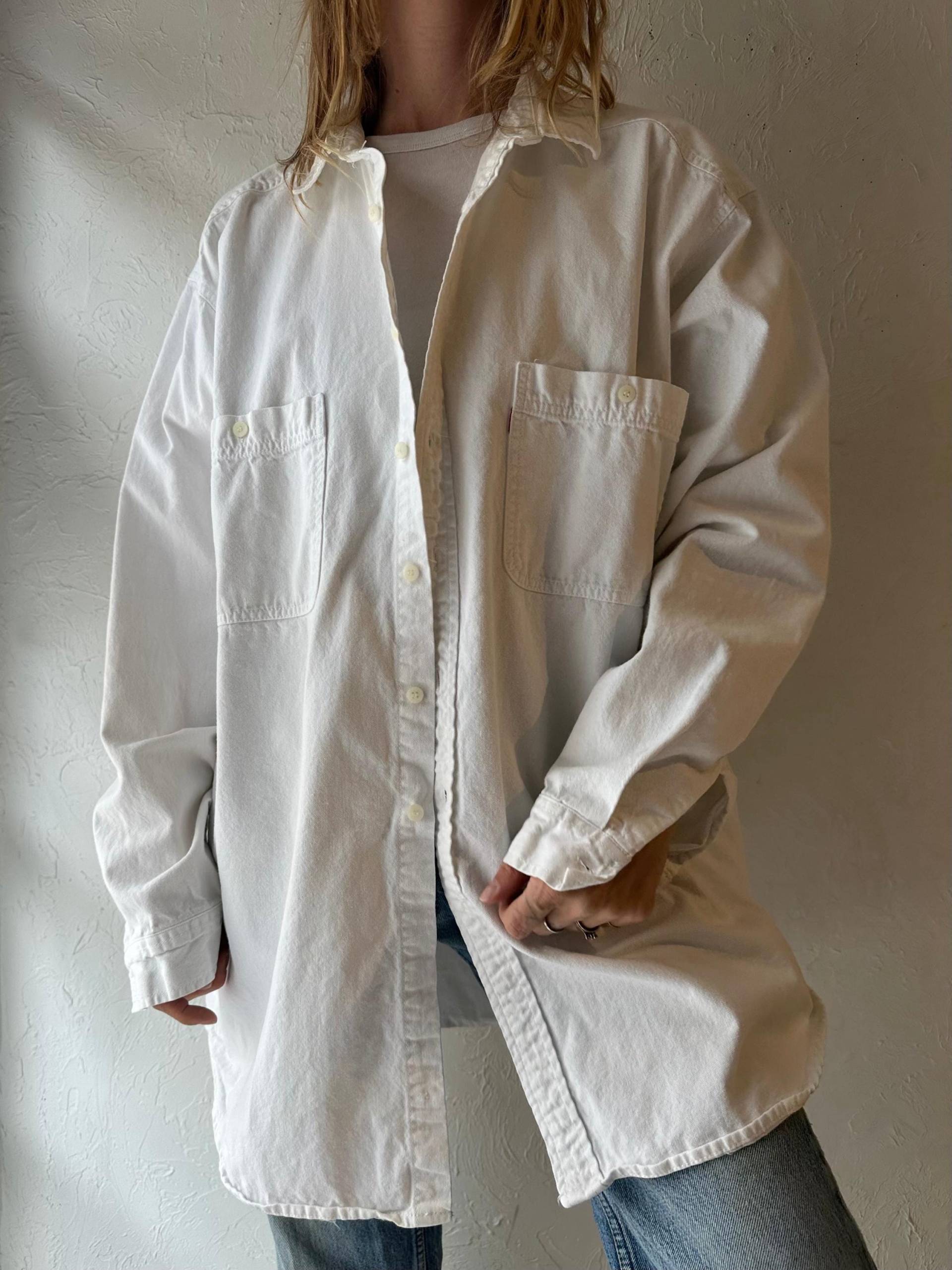 90S "Levi's' Baumwoll Jeans Hemd Weiß Xl von TheWildHoneyShop