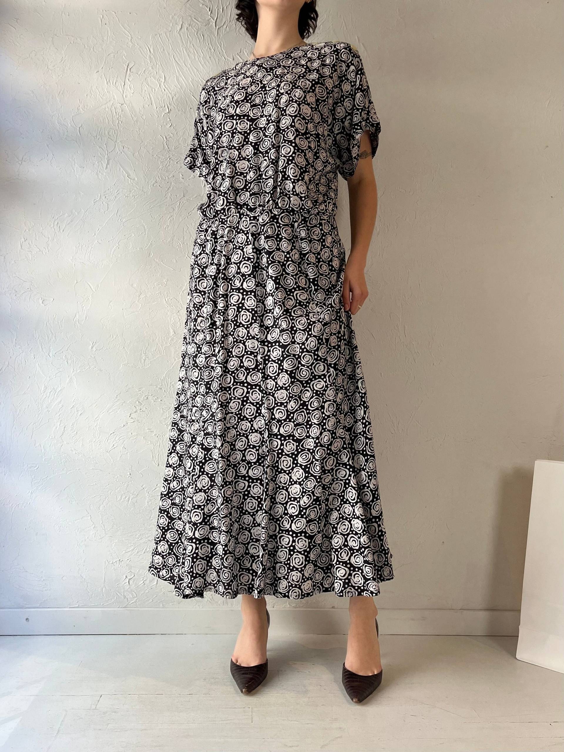 90S "Liz Clairdose' Kleid Aus Viskose/Large von TheWildHoneyShop