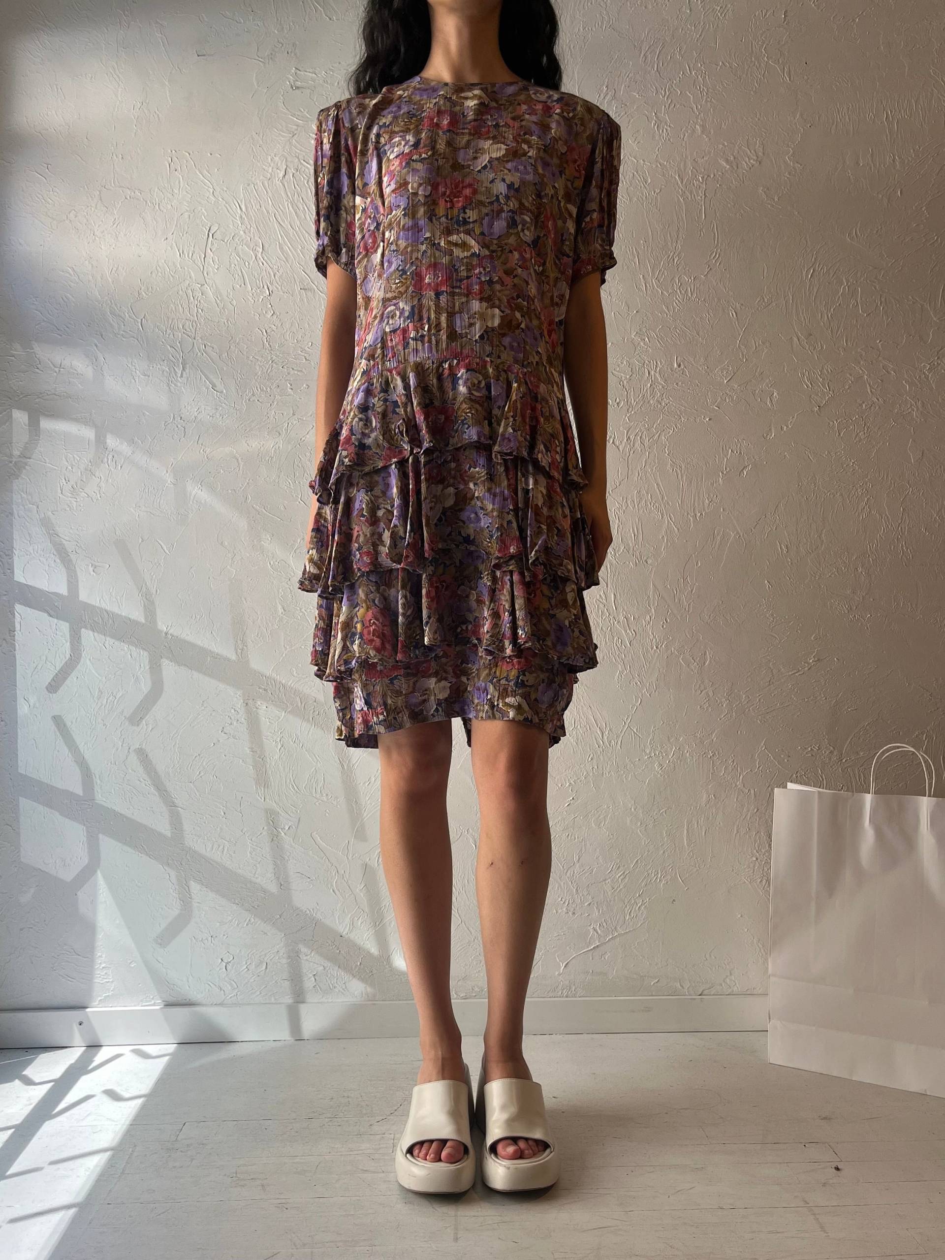 90S "Michelle Stuart' Lila Floral Drop Waist Kleid/Large von TheWildHoneyShop