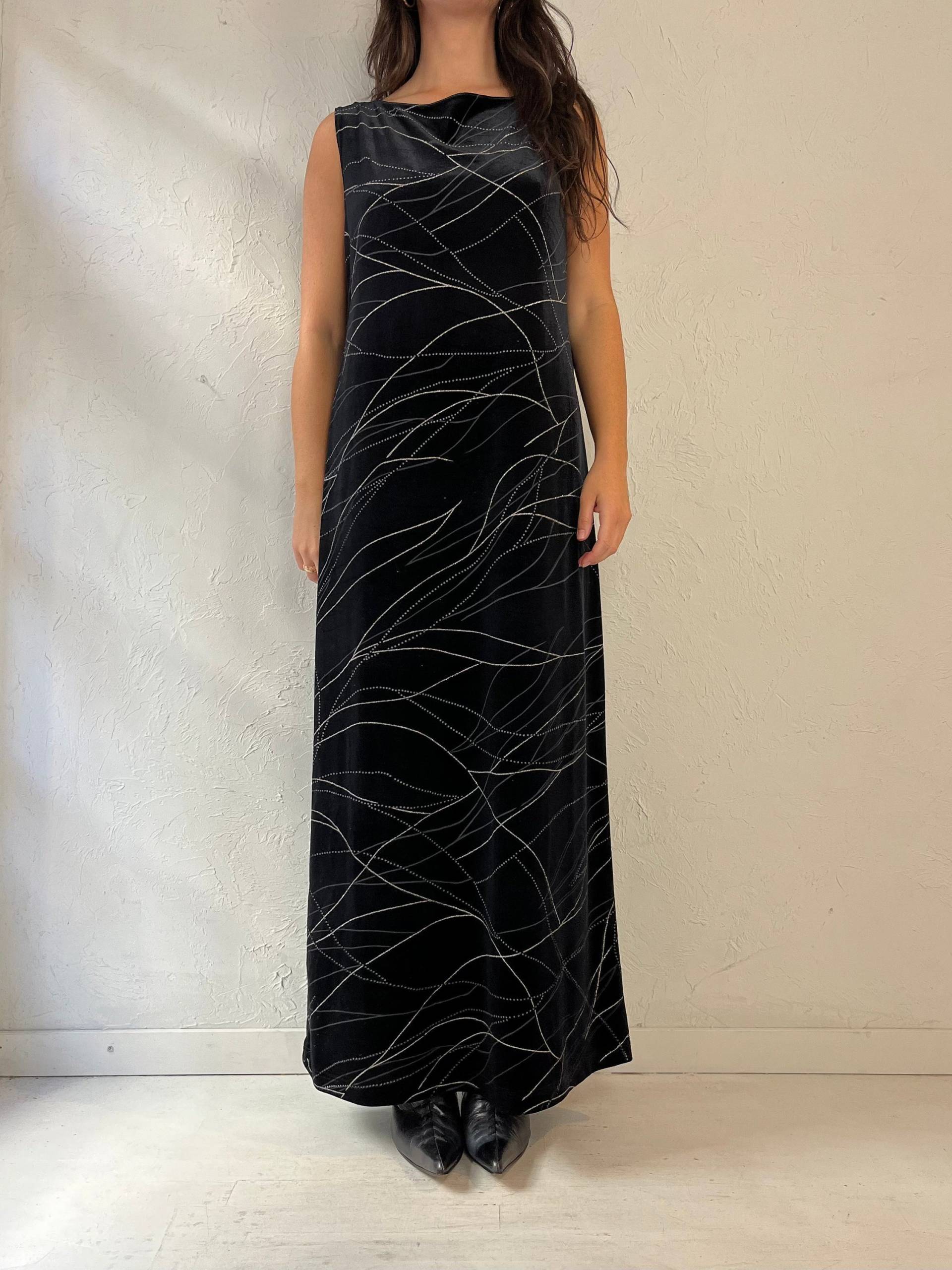 90S "Robbie Bee' Schwarzes Glitzerndes Maxi Kleid/Large von TheWildHoneyShop