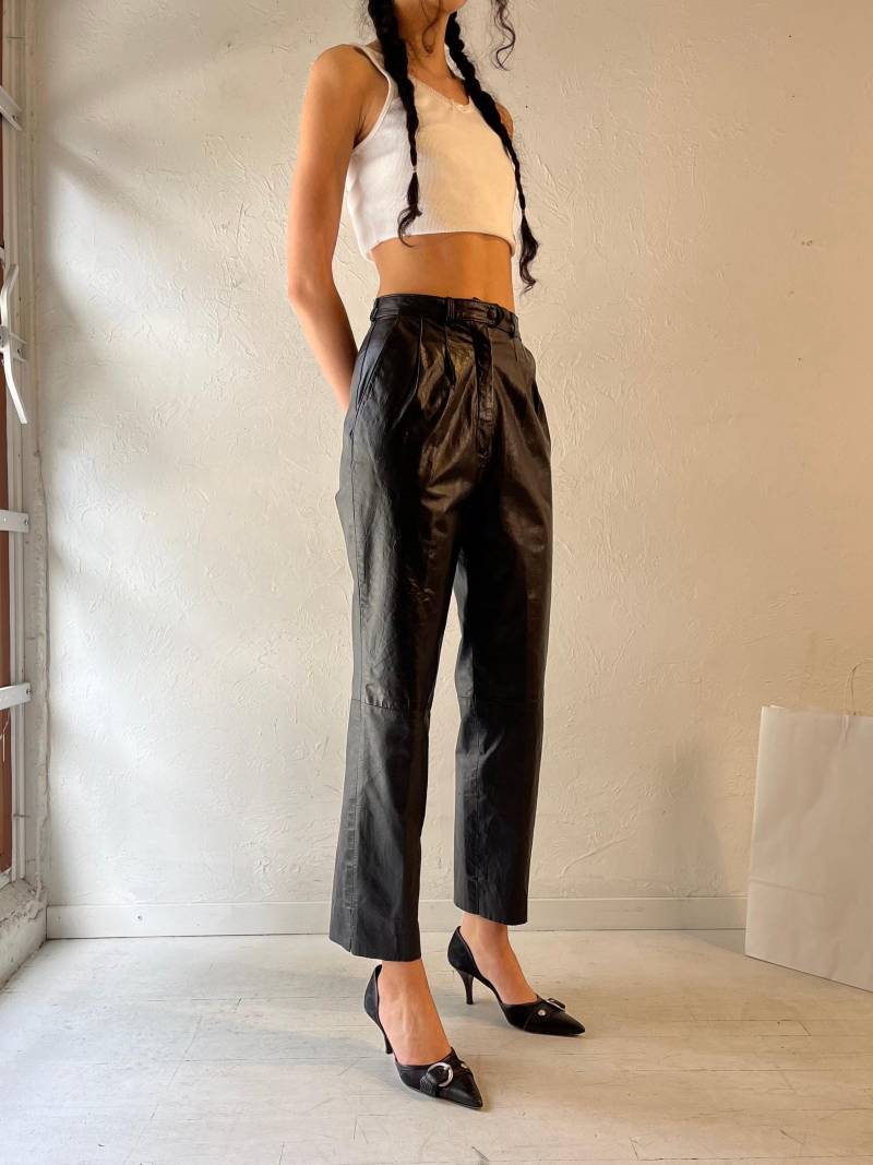 90S Schwarze Lederhose Mit Hoher Taille/Small 25 "Taille von TheWildHoneyShop