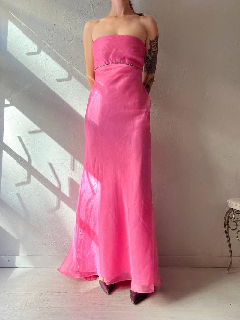 90S "Venessa Stevens' Formelles Rosa Trägerloses Maxikleid/S von TheWildHoneyShop