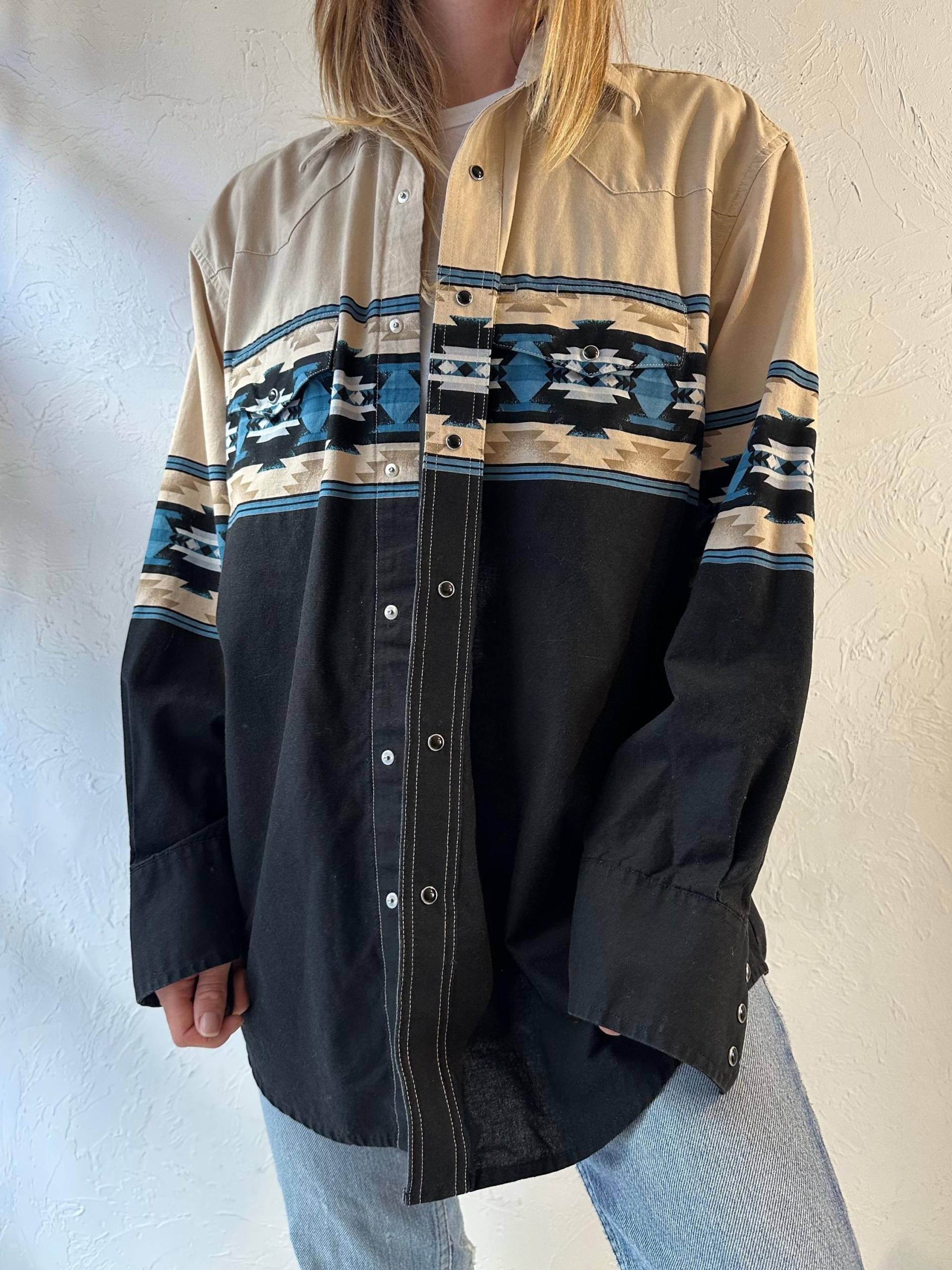 90S "Wrangler' Baumwoll Western Shirt Snap Up/Large von TheWildHoneyShop
