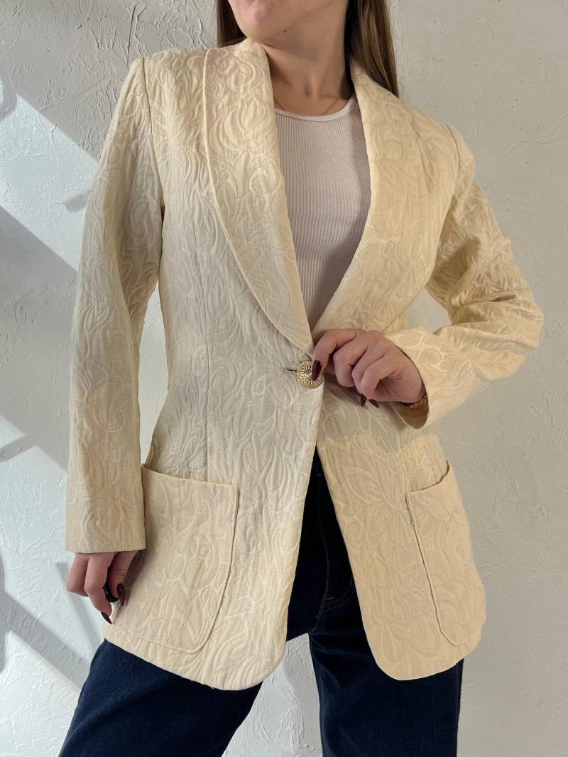 Vintage Creme Gesteppte Blazer Jacke/Small von TheWildHoneyShop