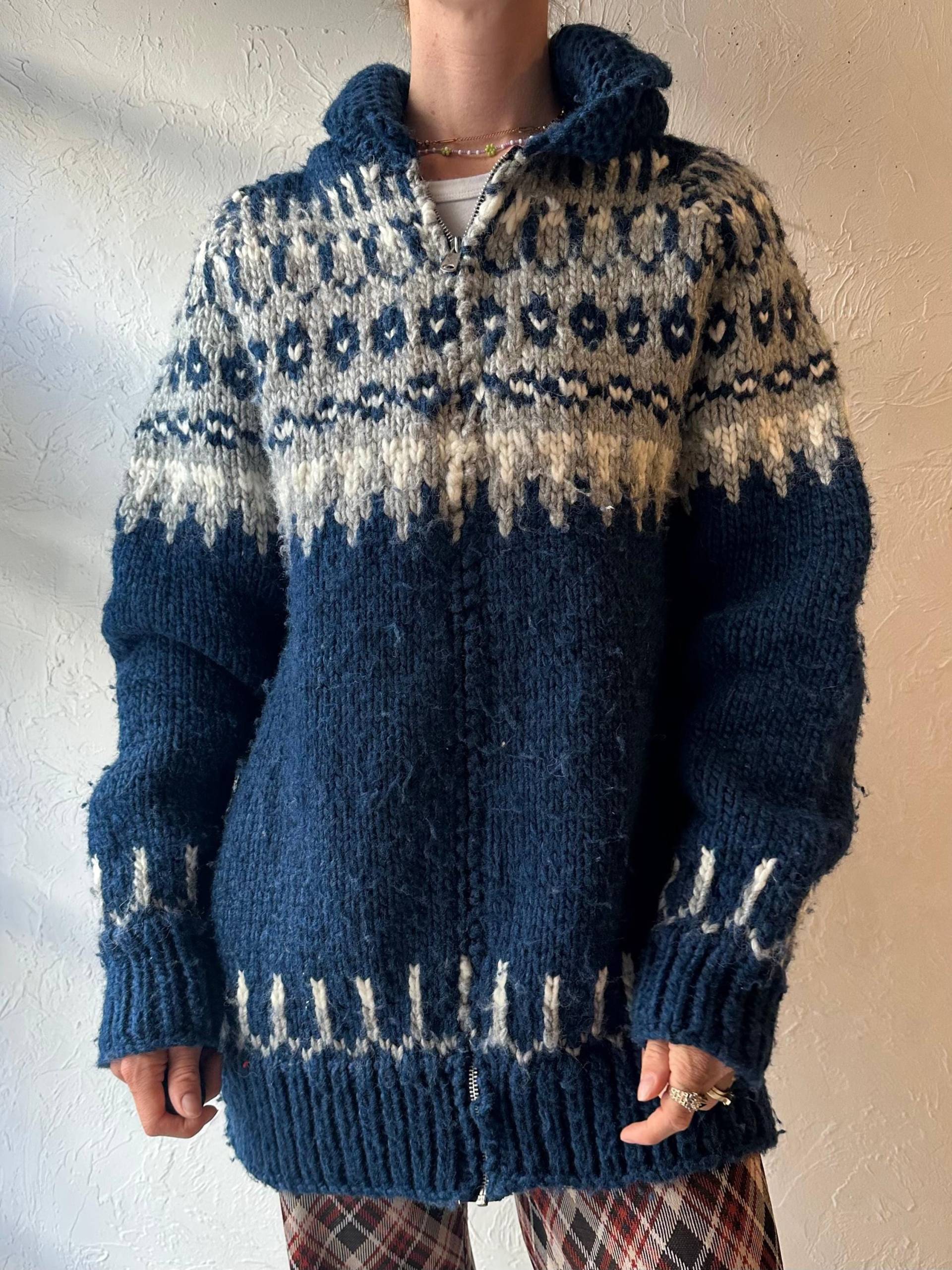 Vintage Grobstrick Cardigan Pullover/Large von TheWildHoneyShop