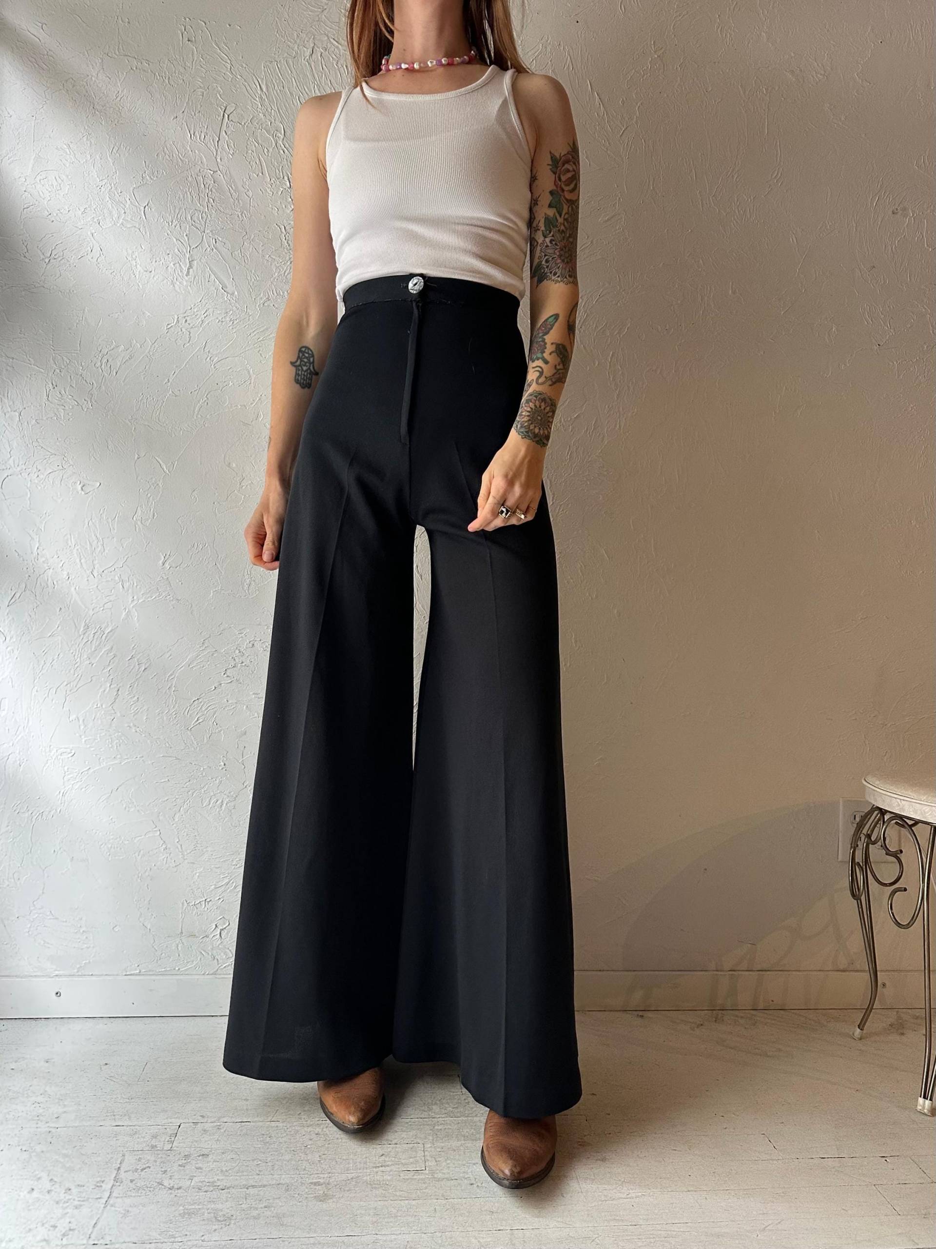 Vintage Handgemachte Schwarze Schlaghose von TheWildHoneyShop