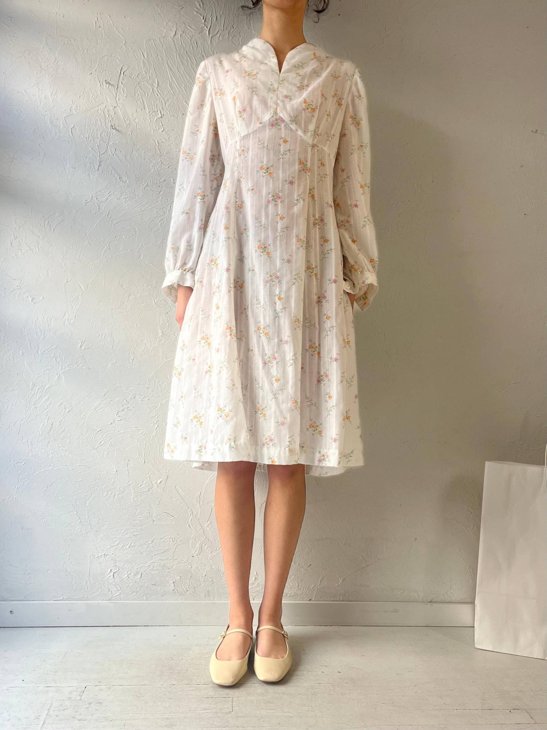 Vintage Handmade Floral Print Langarm Kleid/Medium von TheWildHoneyShop