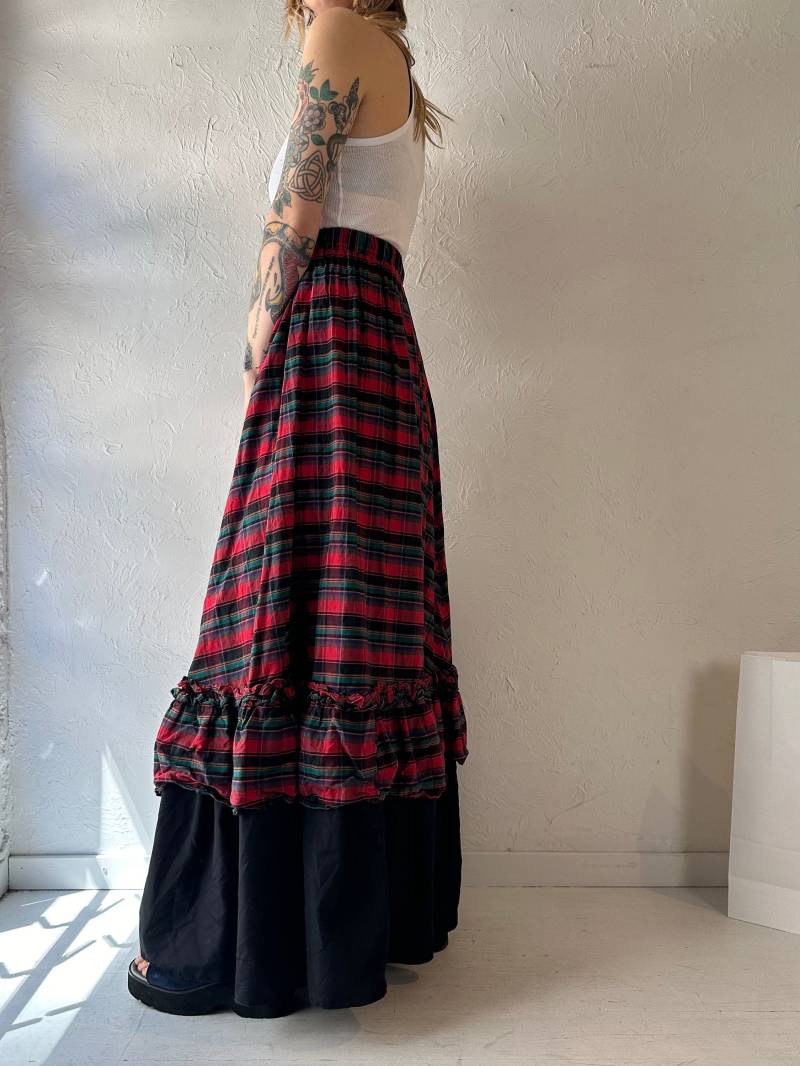 Vintage Handmade Karierter Maxi-Rock/Xs von TheWildHoneyShop