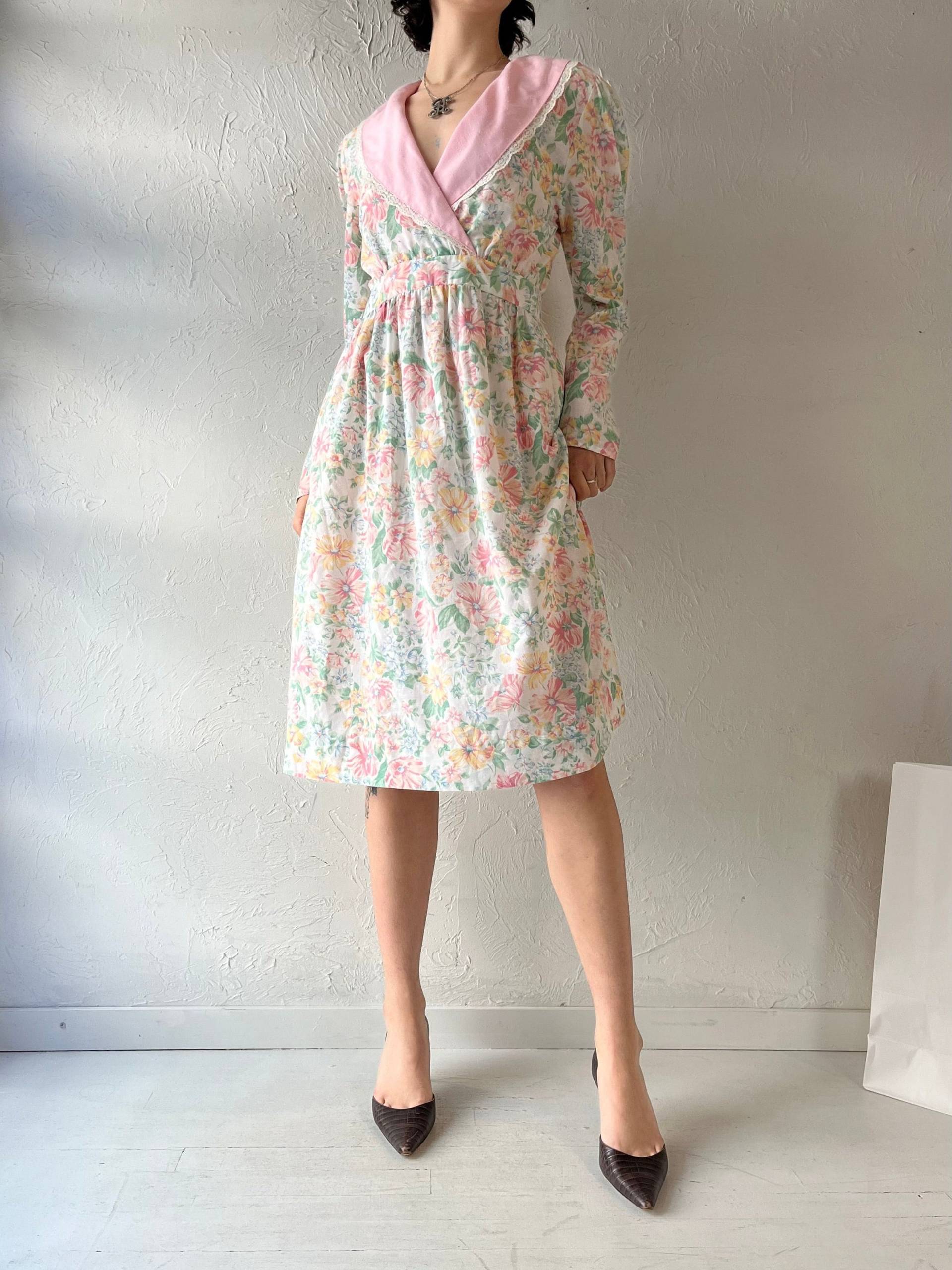 Vintage Handmade Langarm Floral Midi Kleid/Medium von TheWildHoneyShop