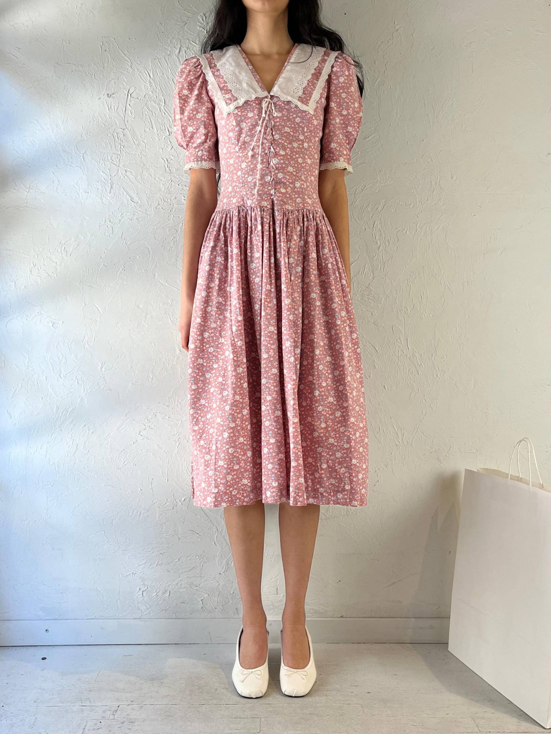 Vintage Handmade Rosa Blumenkleid/Small von TheWildHoneyShop