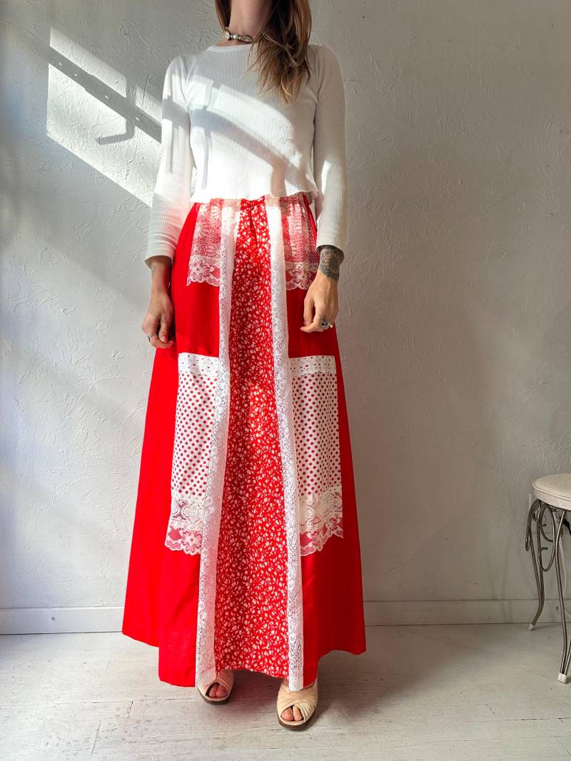 Vintage Handmade Roter Maxi-Rock/Small von TheWildHoneyShop